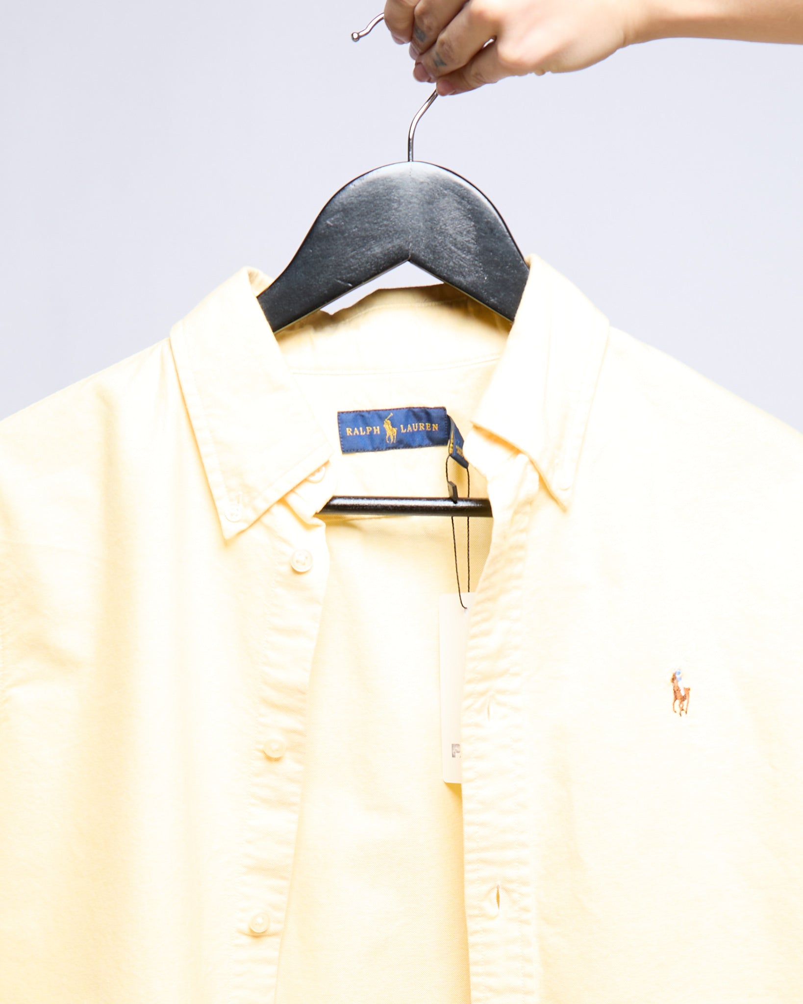 00's Ralph Lauren Yellow Logo Short Sleeve Oxford Button Down