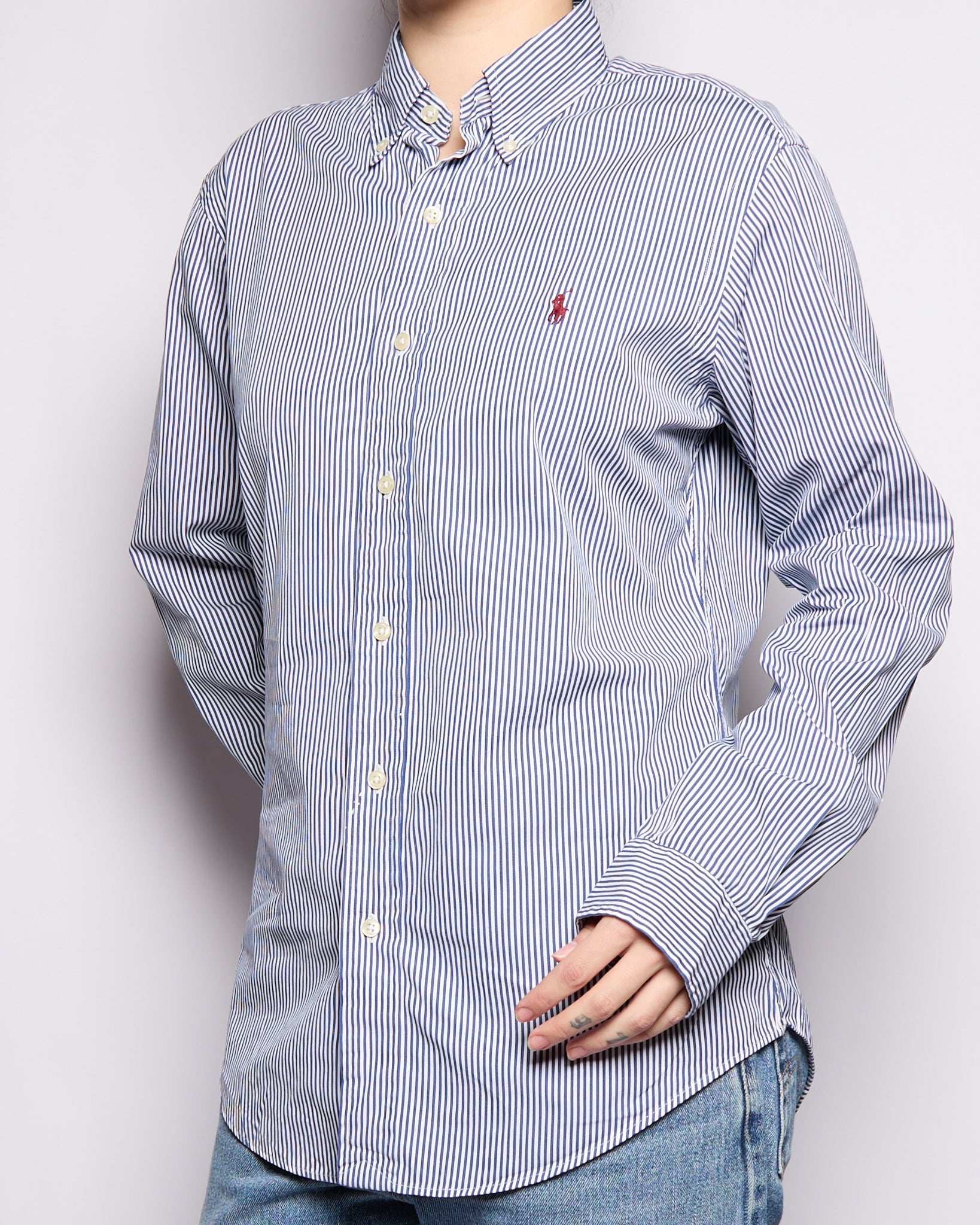 Ralph Lauren Navy White Stripe Button Down