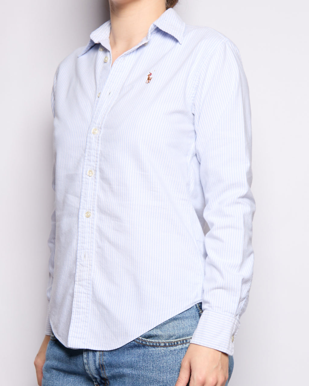 90’s Ralph Lauren Blue White Striped Oxford Button Down