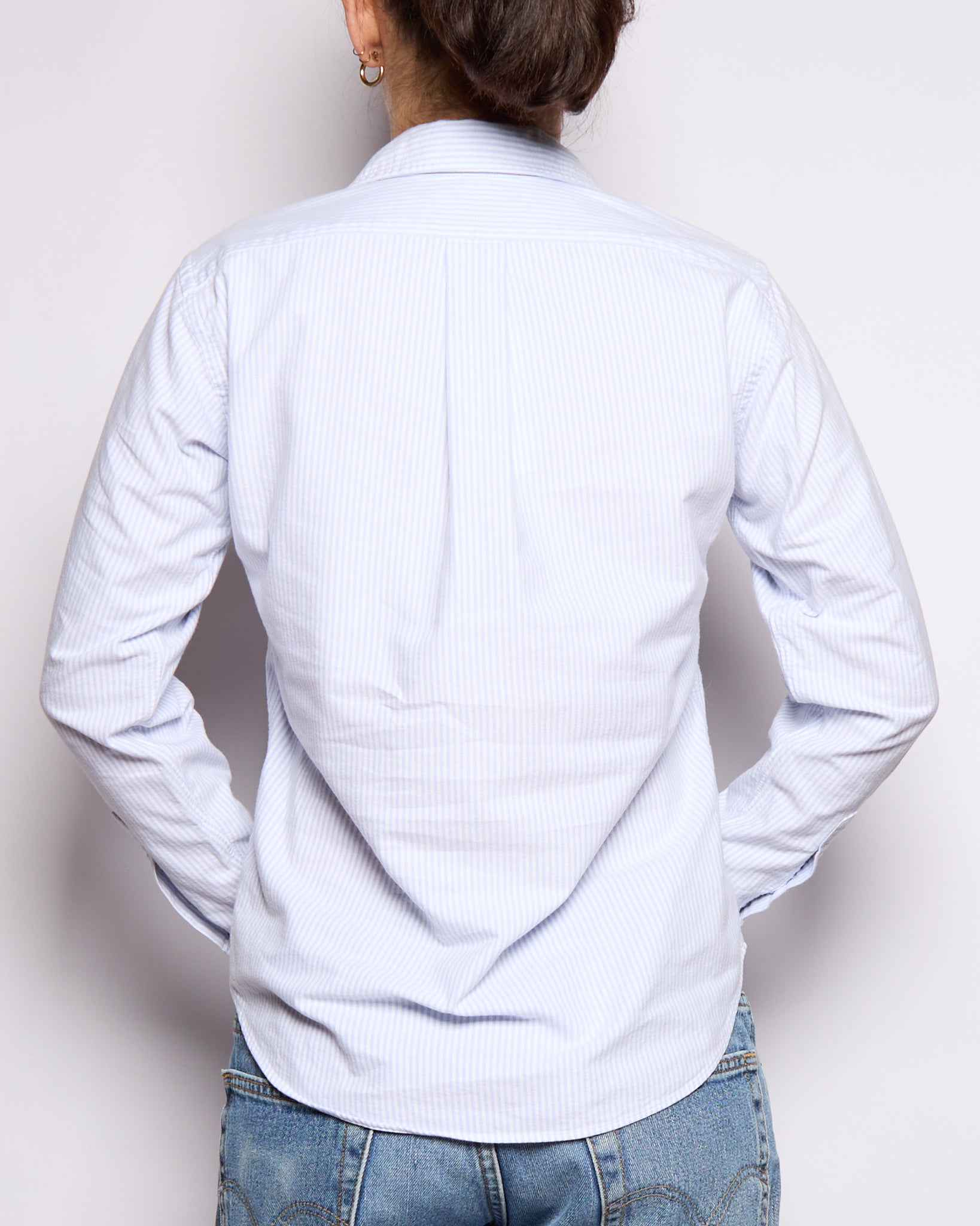 90’s Ralph Lauren Blue White Striped Oxford Button Down