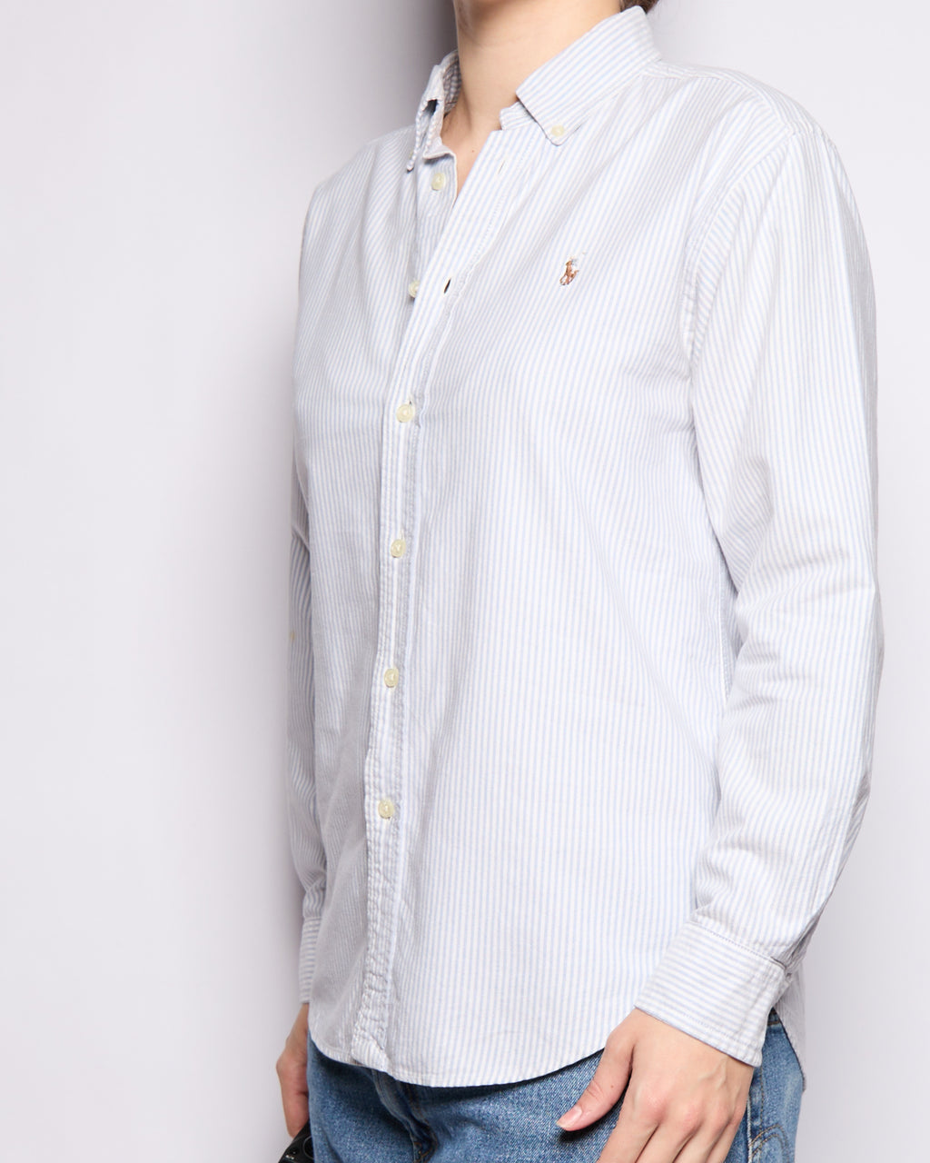 90’s Ralph Lauren Blue White Striped Oxford Button Down