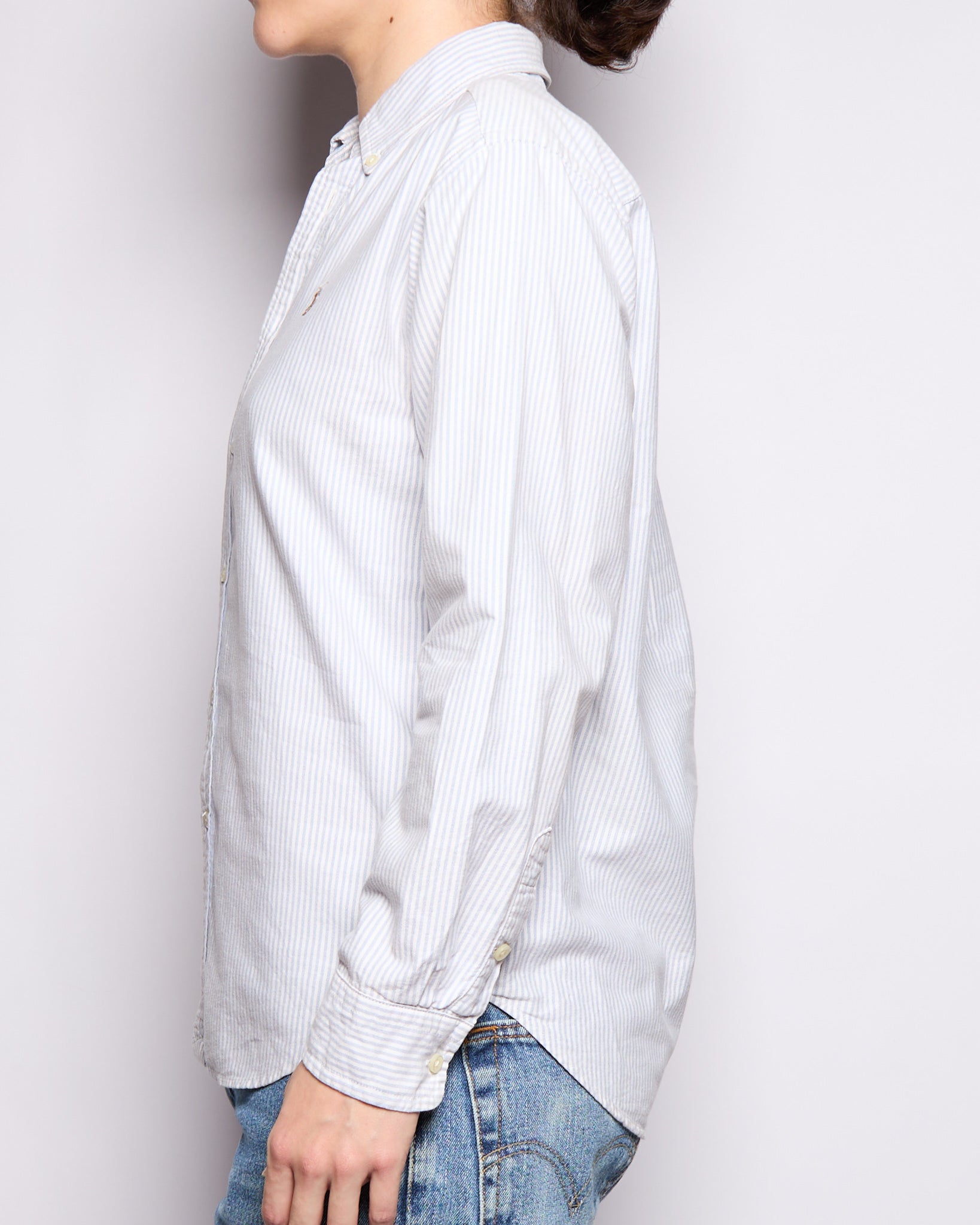 90’s Ralph Lauren Blue White Striped Oxford Button Down