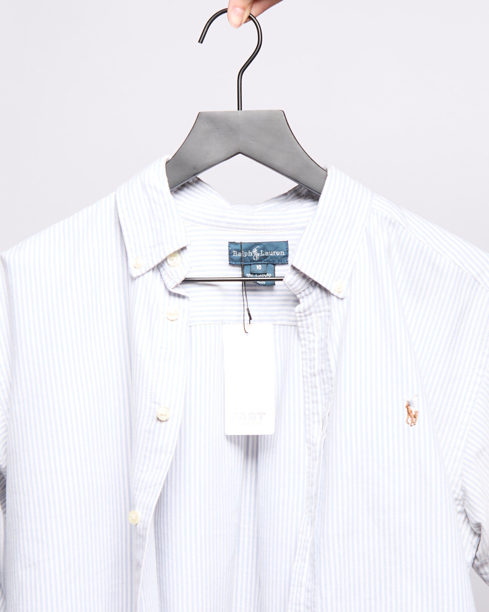 90’s Ralph Lauren Blue White Striped Oxford Button Down