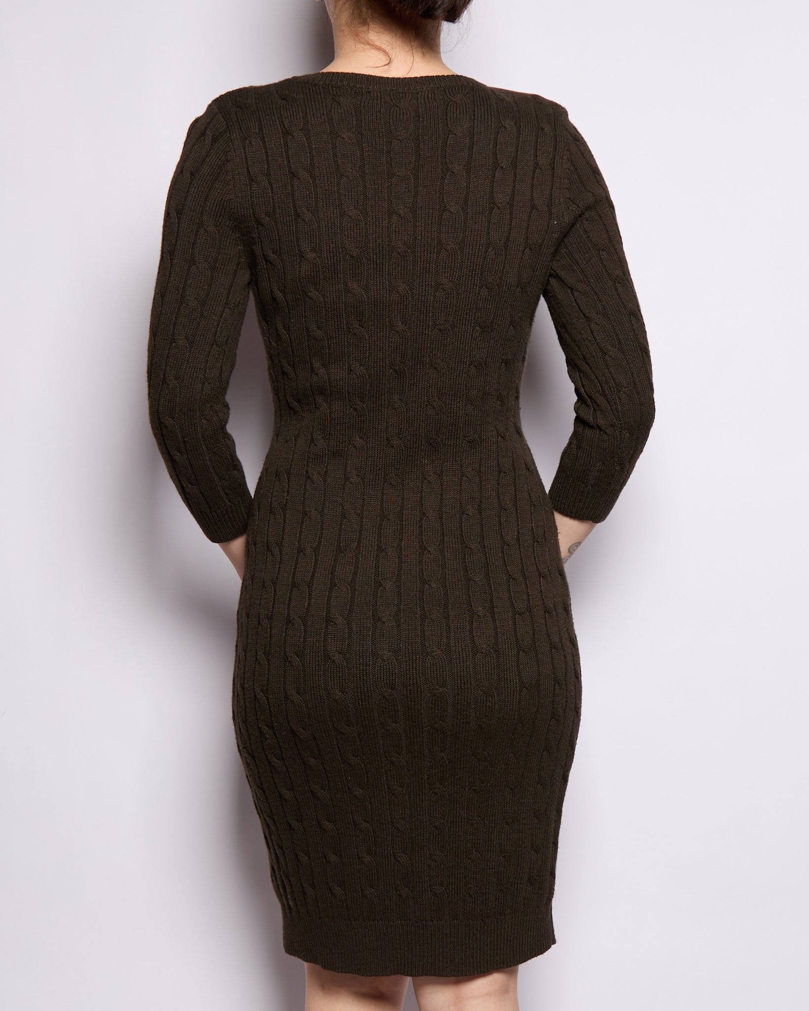Ralph Lauren Brown Cable Knit Dress