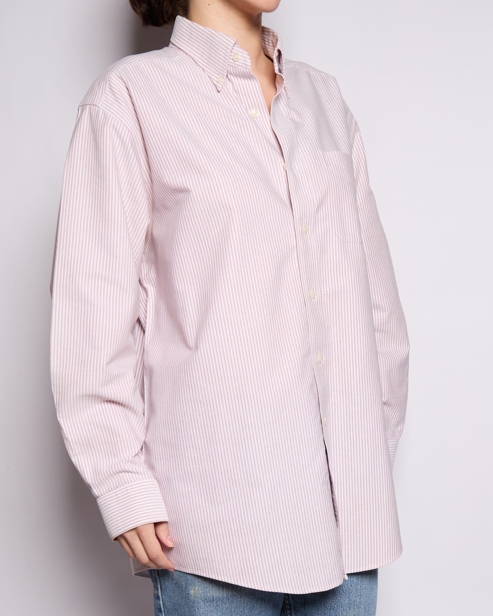 00’s LL Bean Red White Striped Button Down