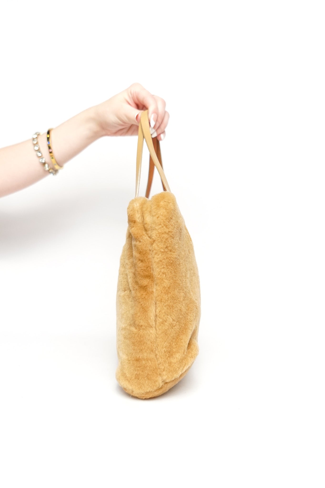 Fendi Caramel Faux Fur Logo Bag