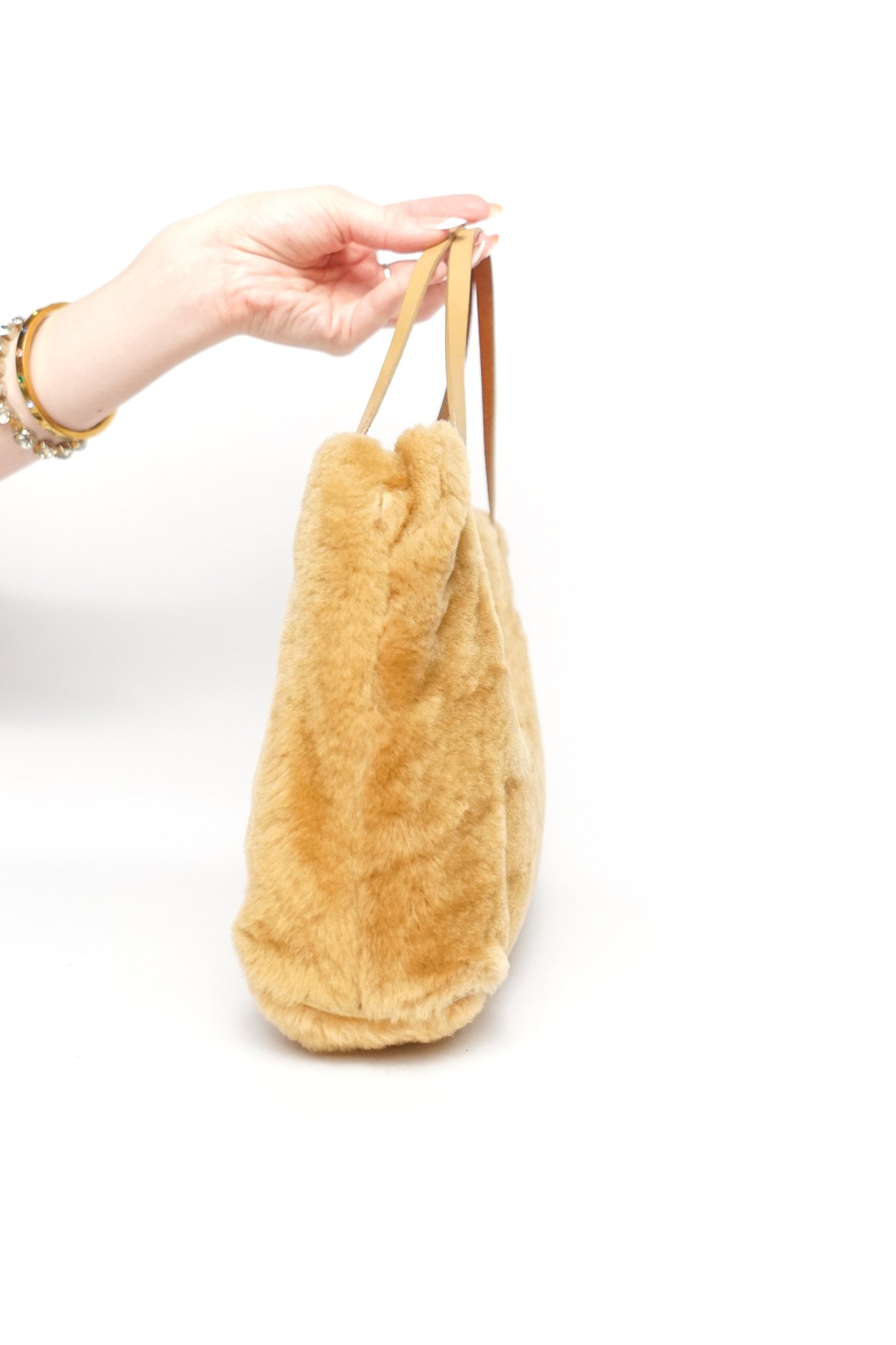 Fendi Caramel Faux Fur Logo Bag