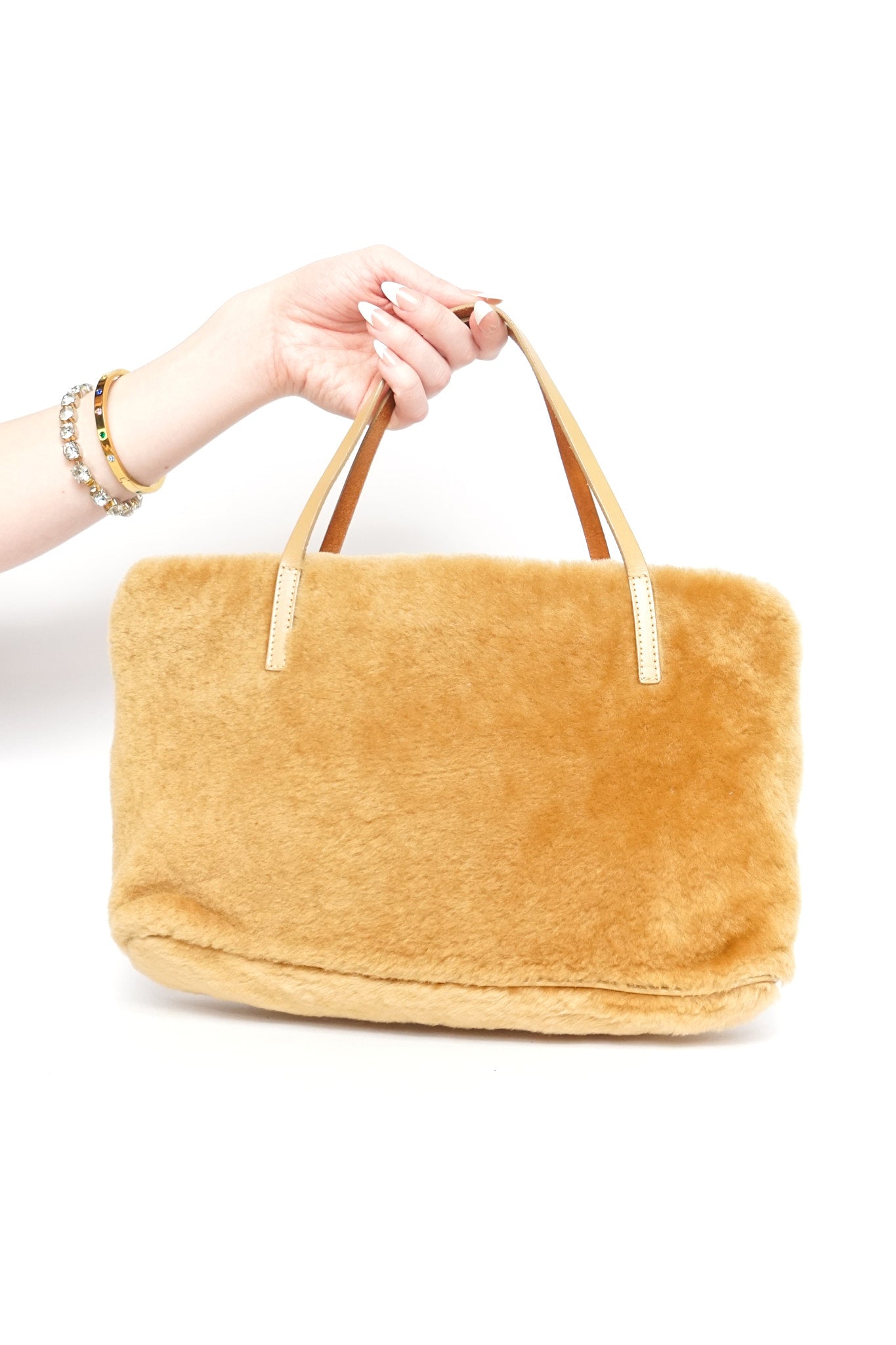 Fendi Caramel Faux Fur Logo Bag