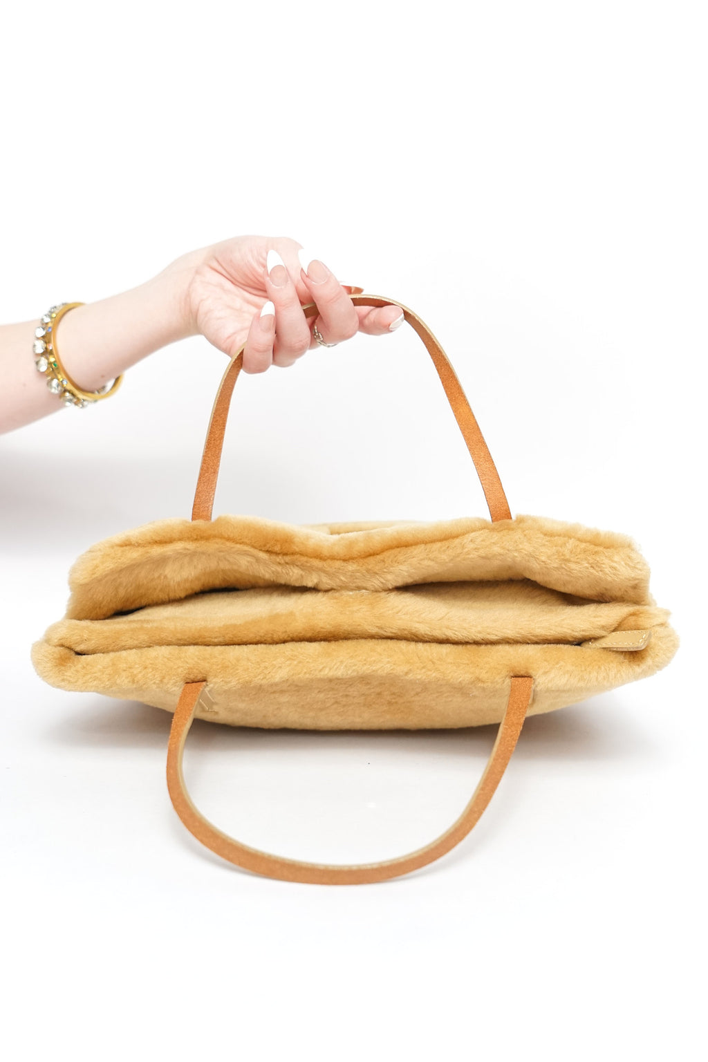 Fendi Caramel Faux Fur Logo Bag