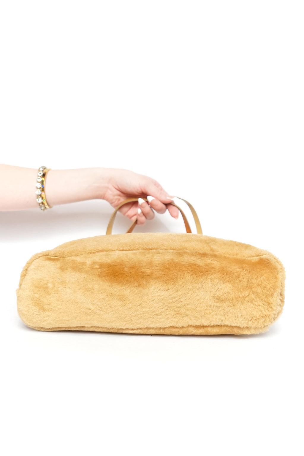 Fendi Caramel Faux Fur Logo Bag