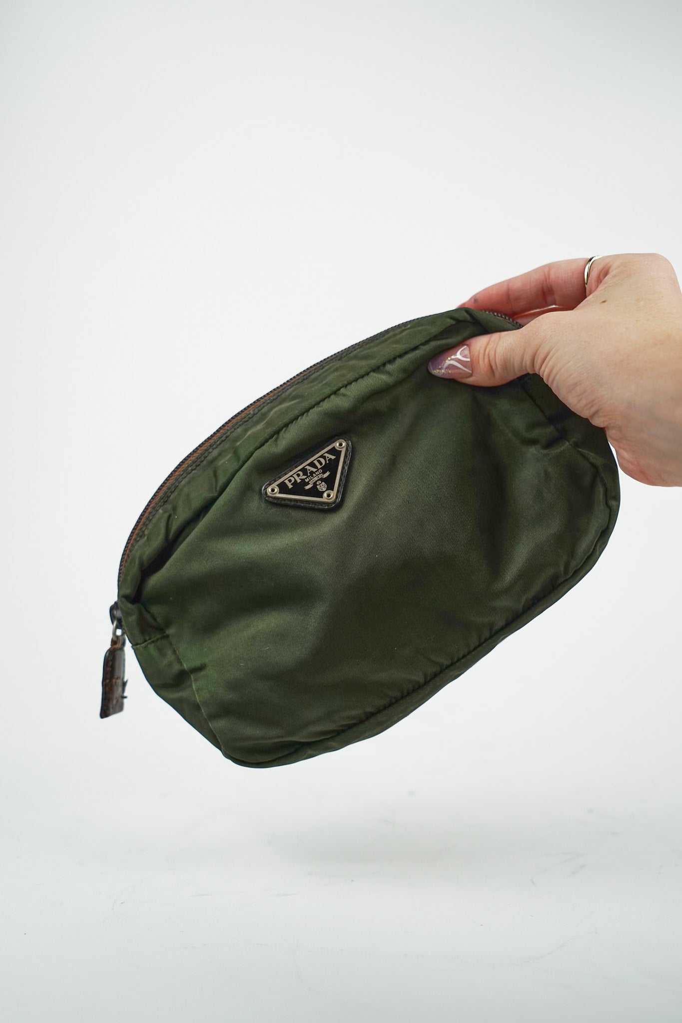 Prada Olive Green Nylon Pouch