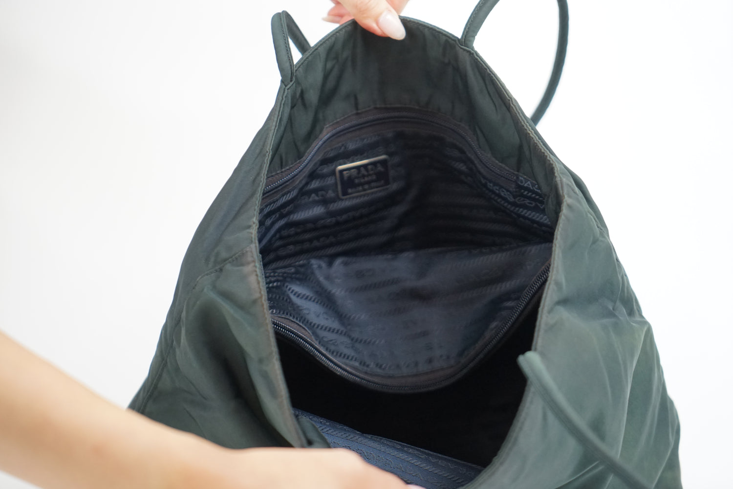 Prada Dark Green Nylon Tote