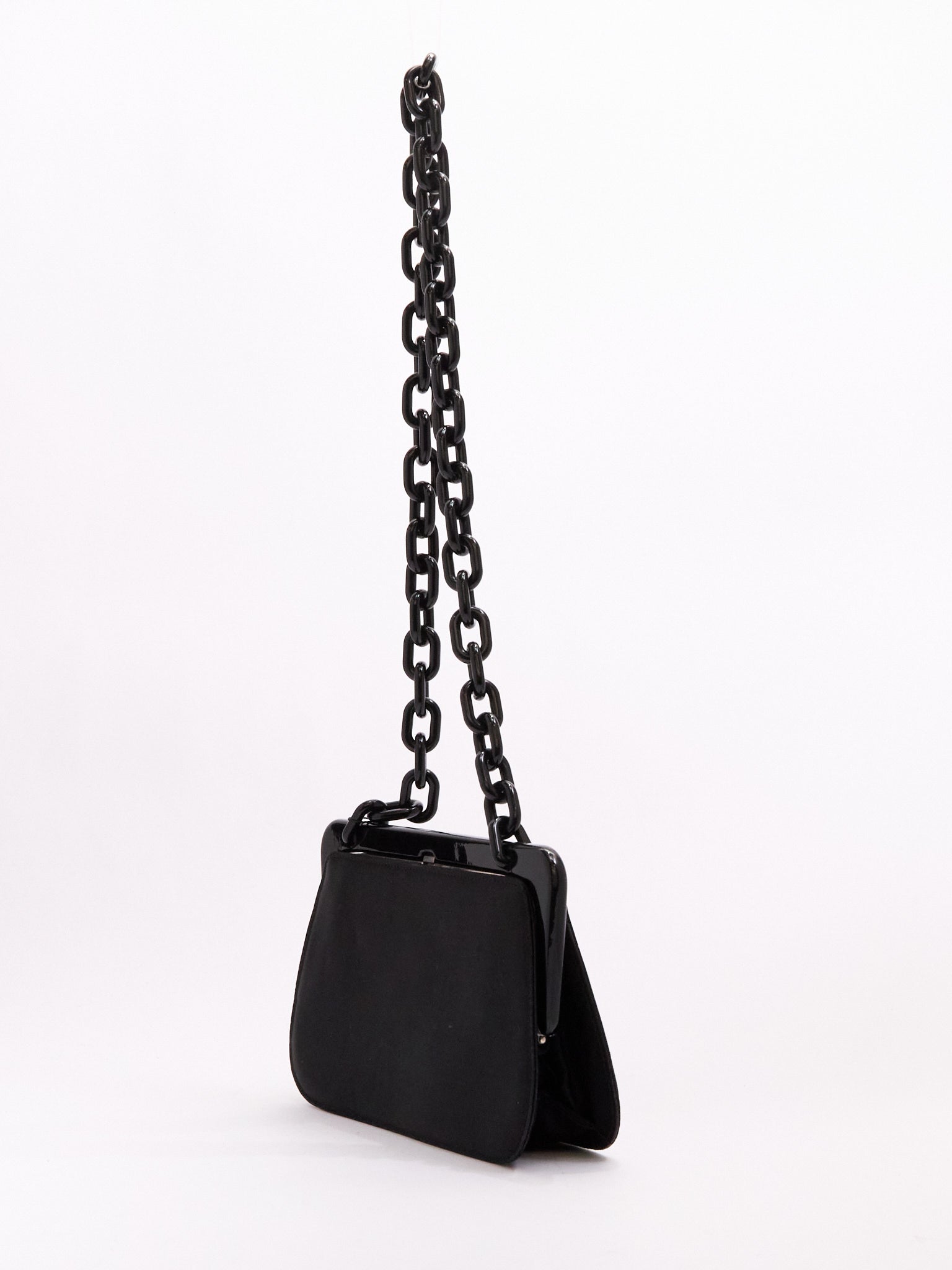 Prada Black Satin Chain Shoulder Bag