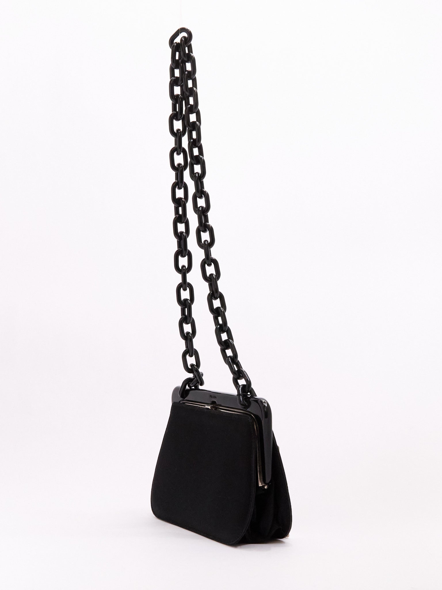Prada Black Satin Chain Shoulder Bag