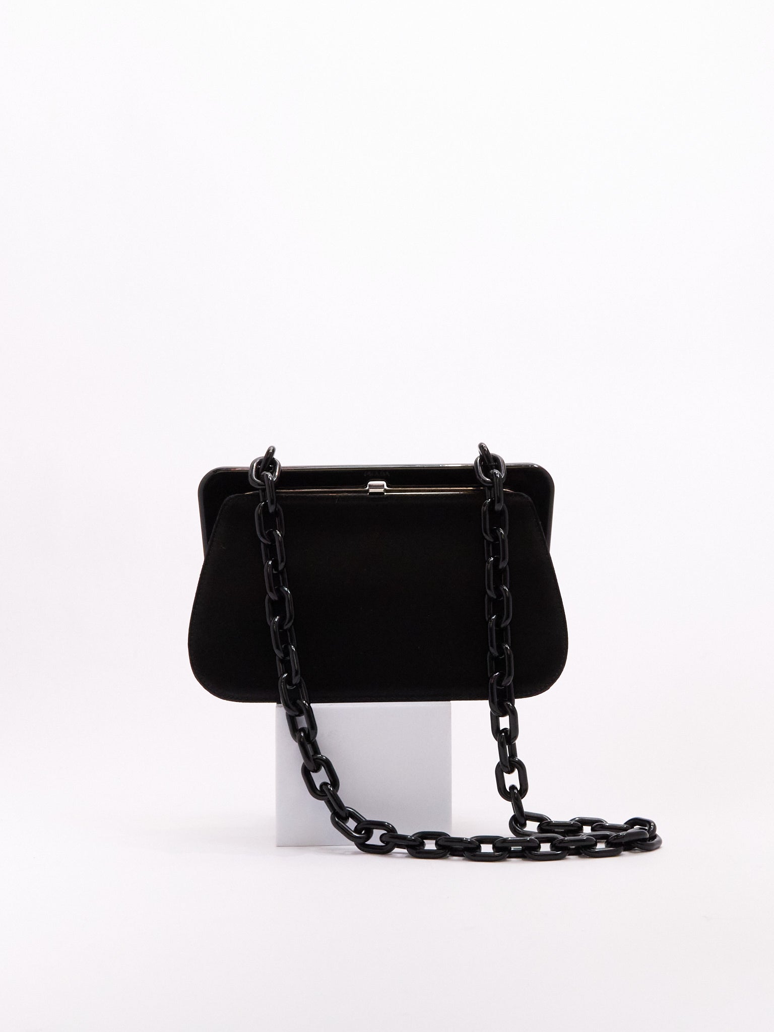 Prada Black Satin Chain Shoulder Bag