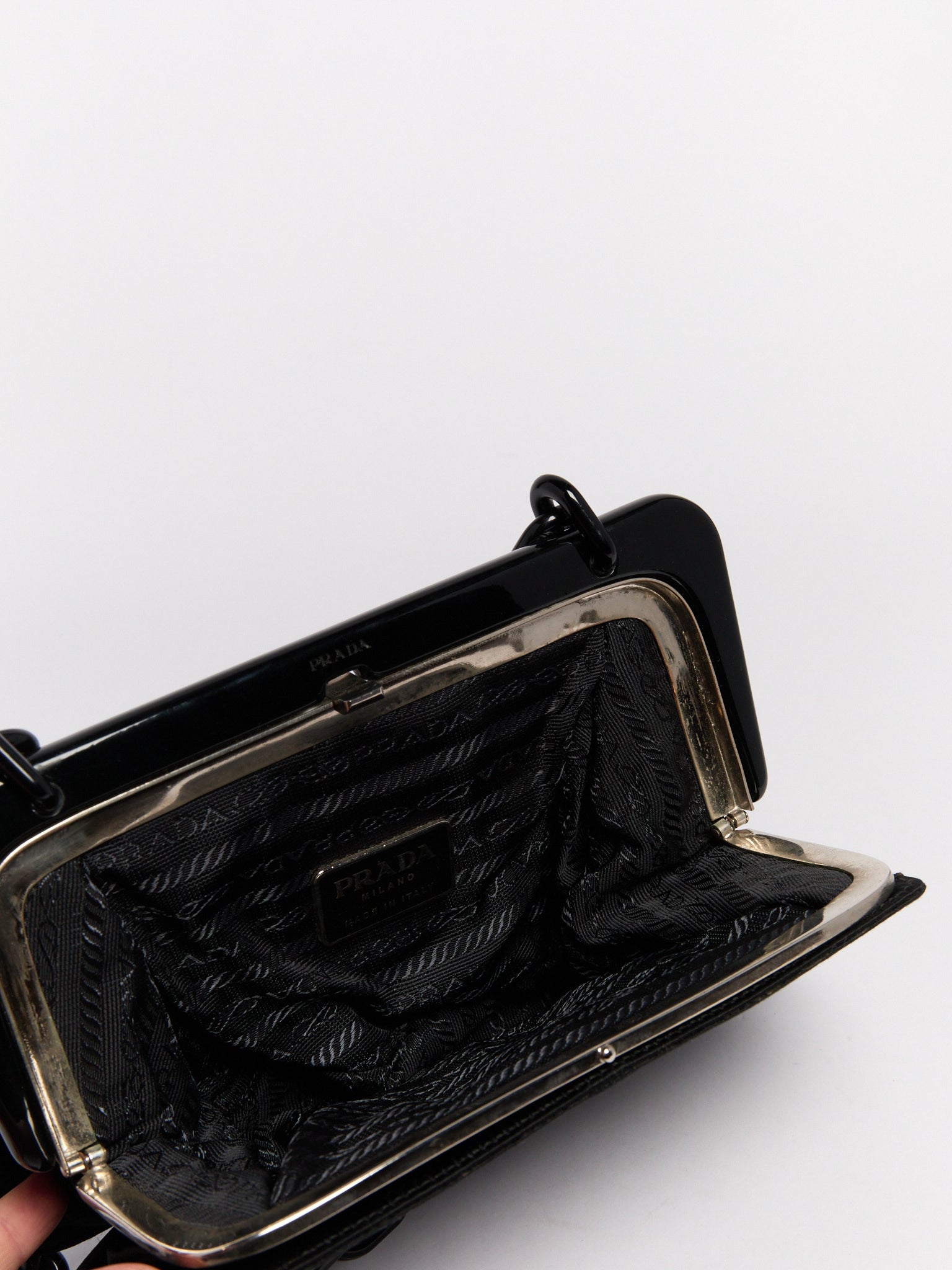 Prada Black Satin Chain Shoulder Bag