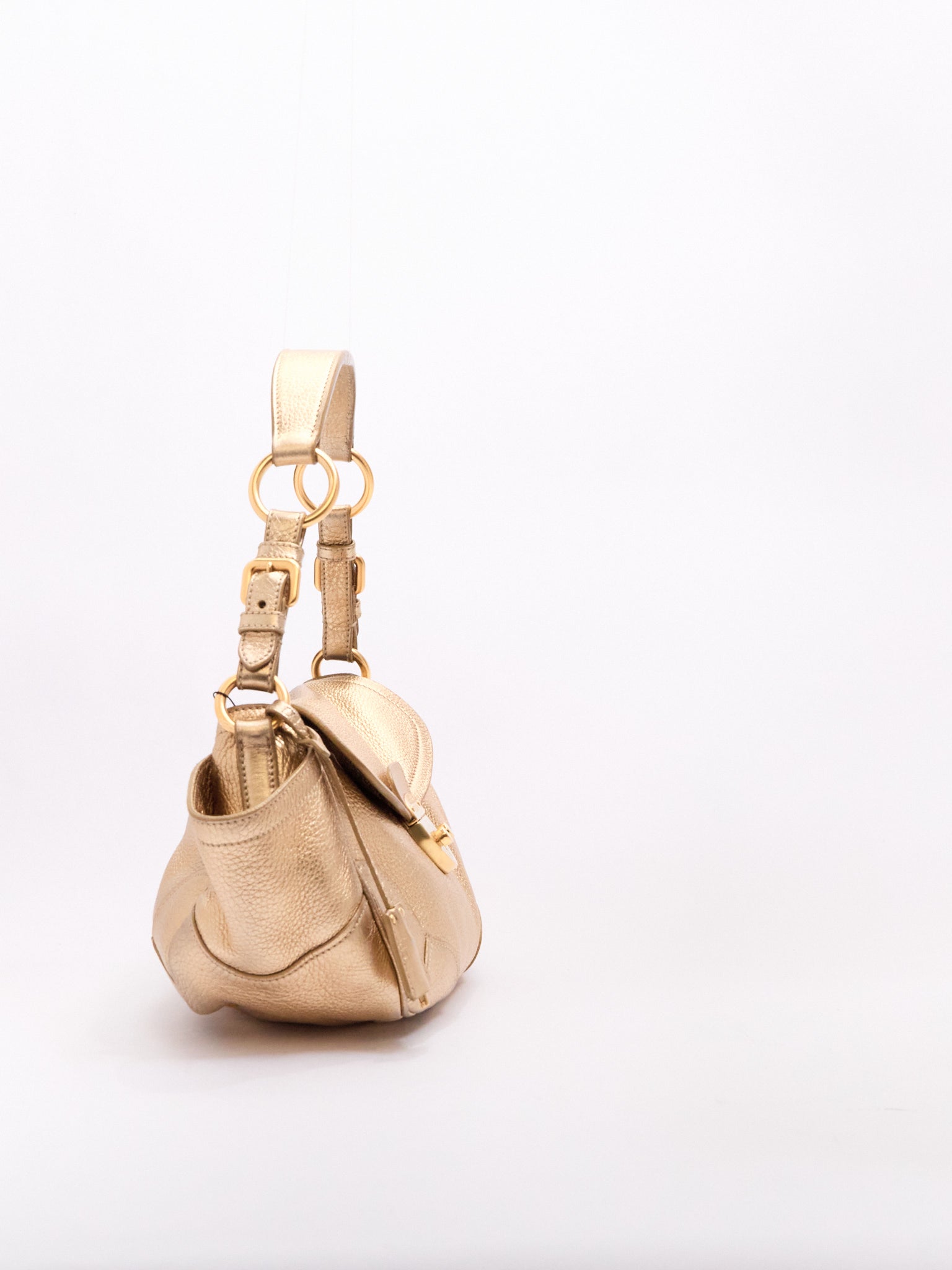 00's Prada Gold Leather Shoulder Bag