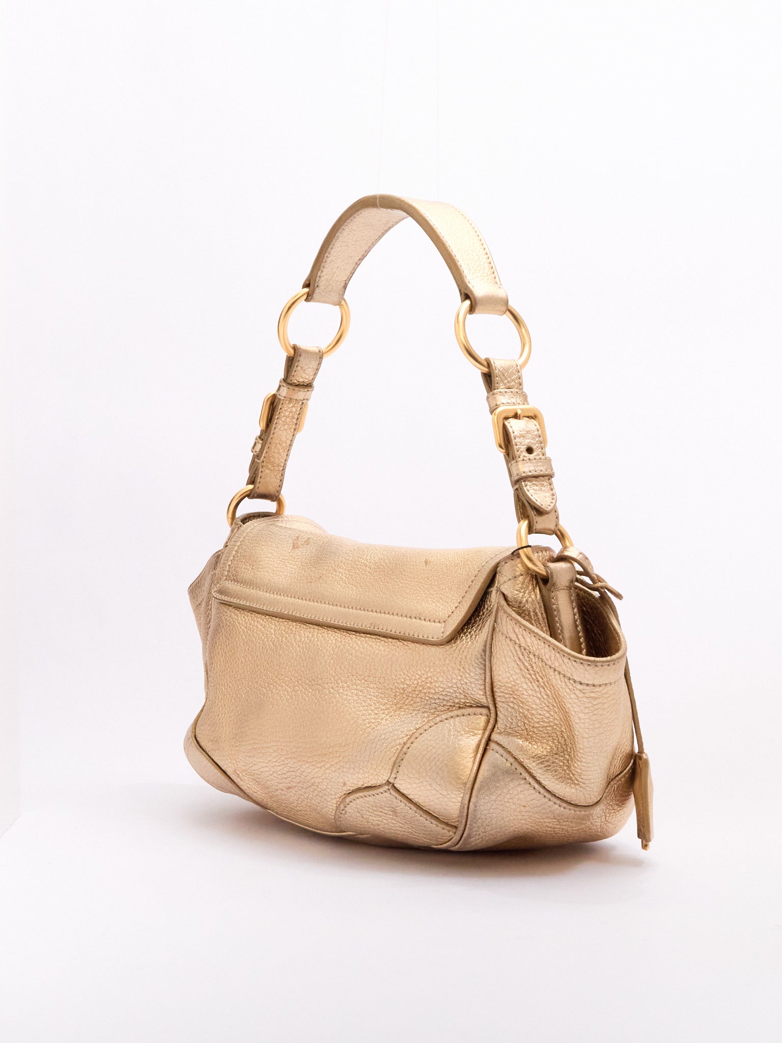 00's Prada Gold Leather Shoulder Bag