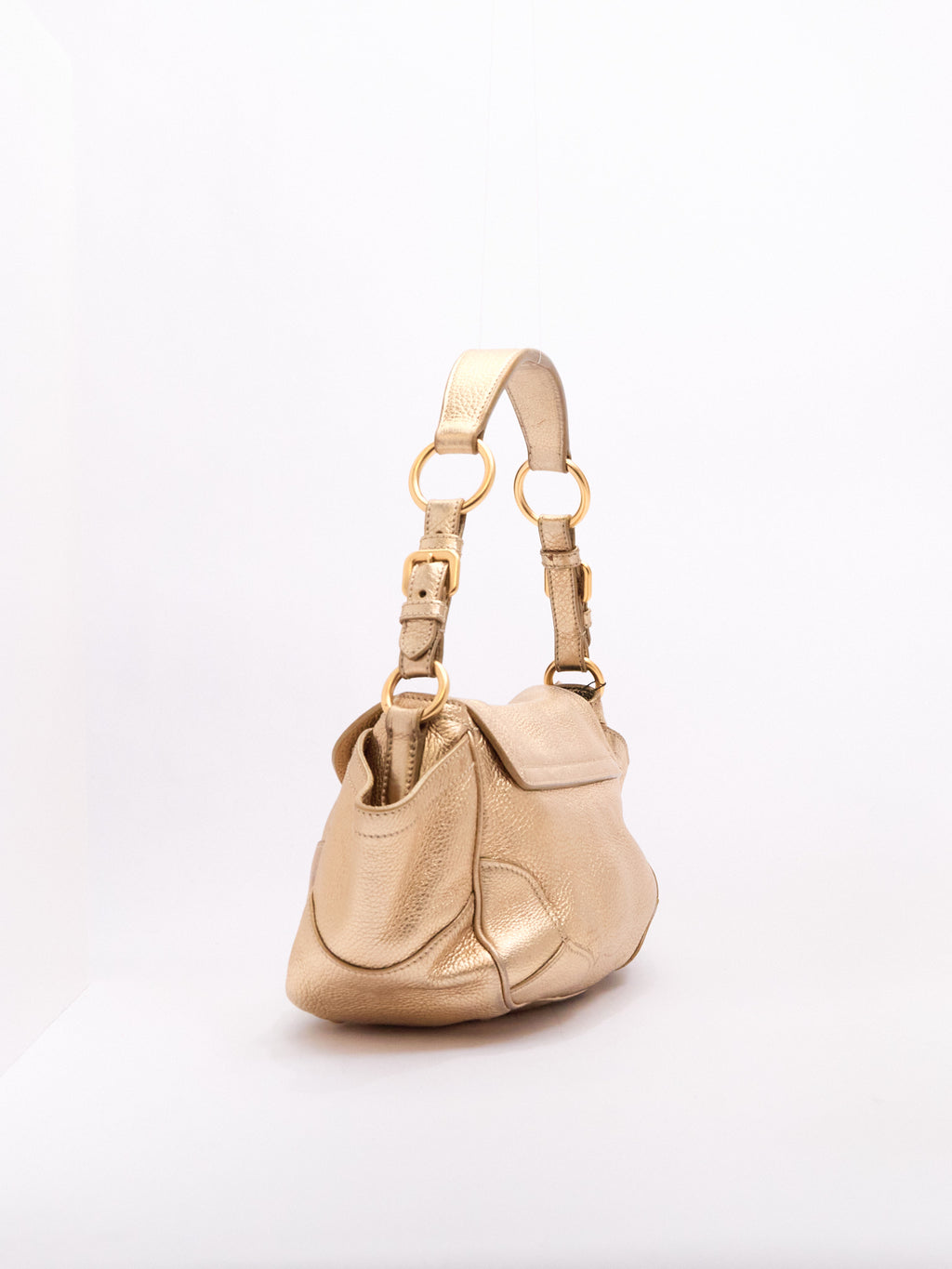 00's Prada Gold Leather Shoulder Bag