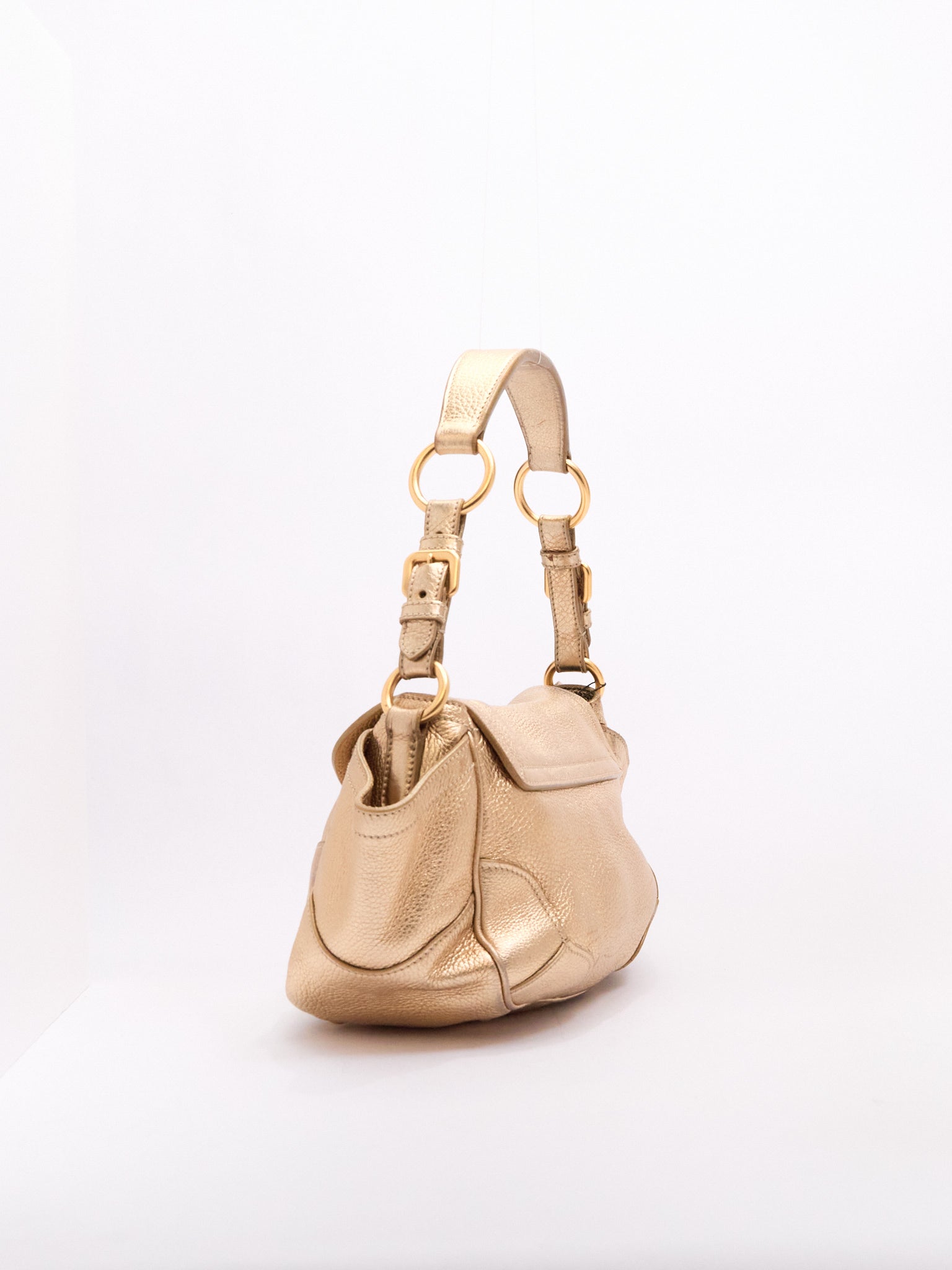 00's Prada Gold Leather Shoulder Bag