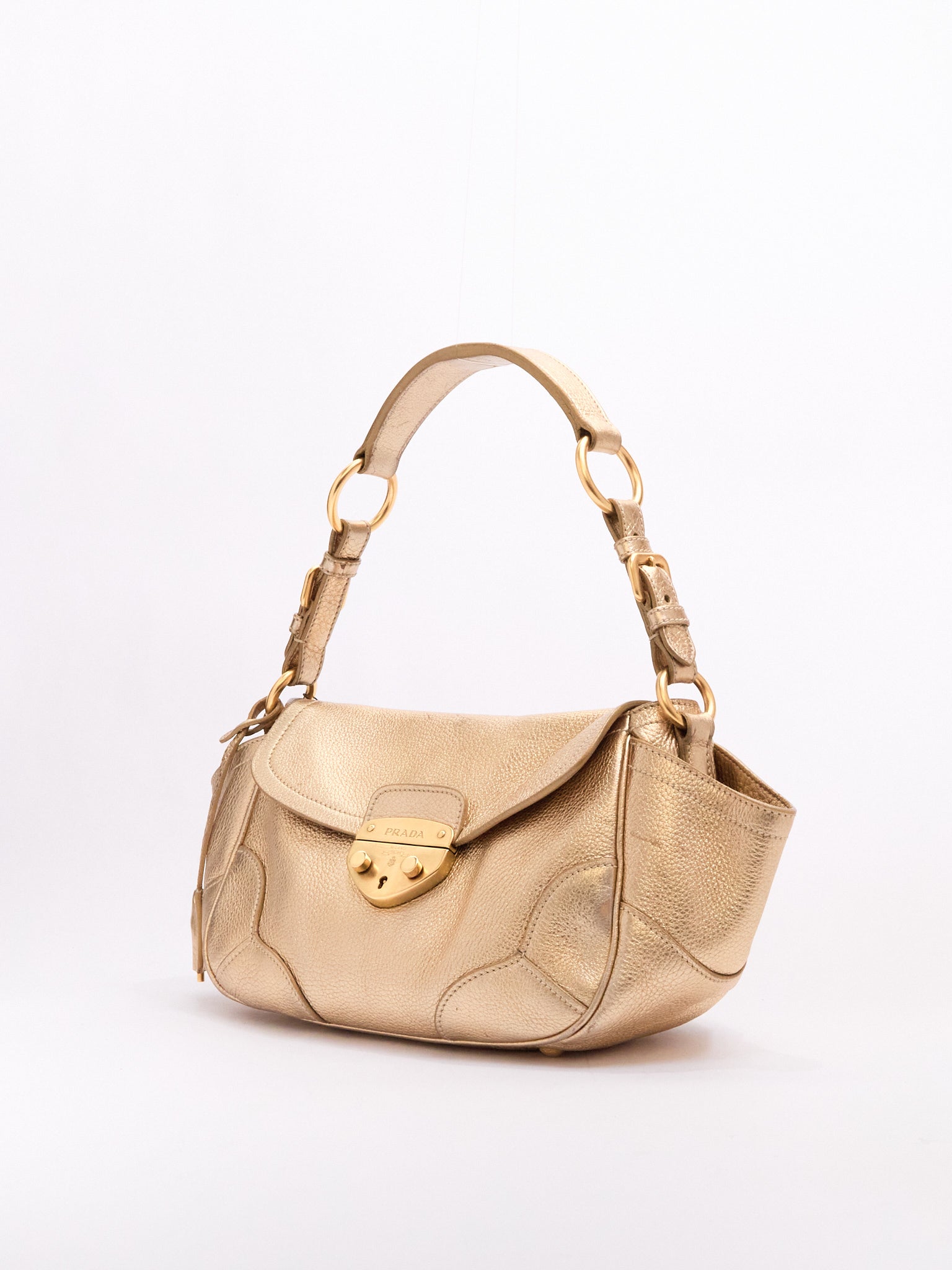 00's Prada Gold Leather Shoulder Bag