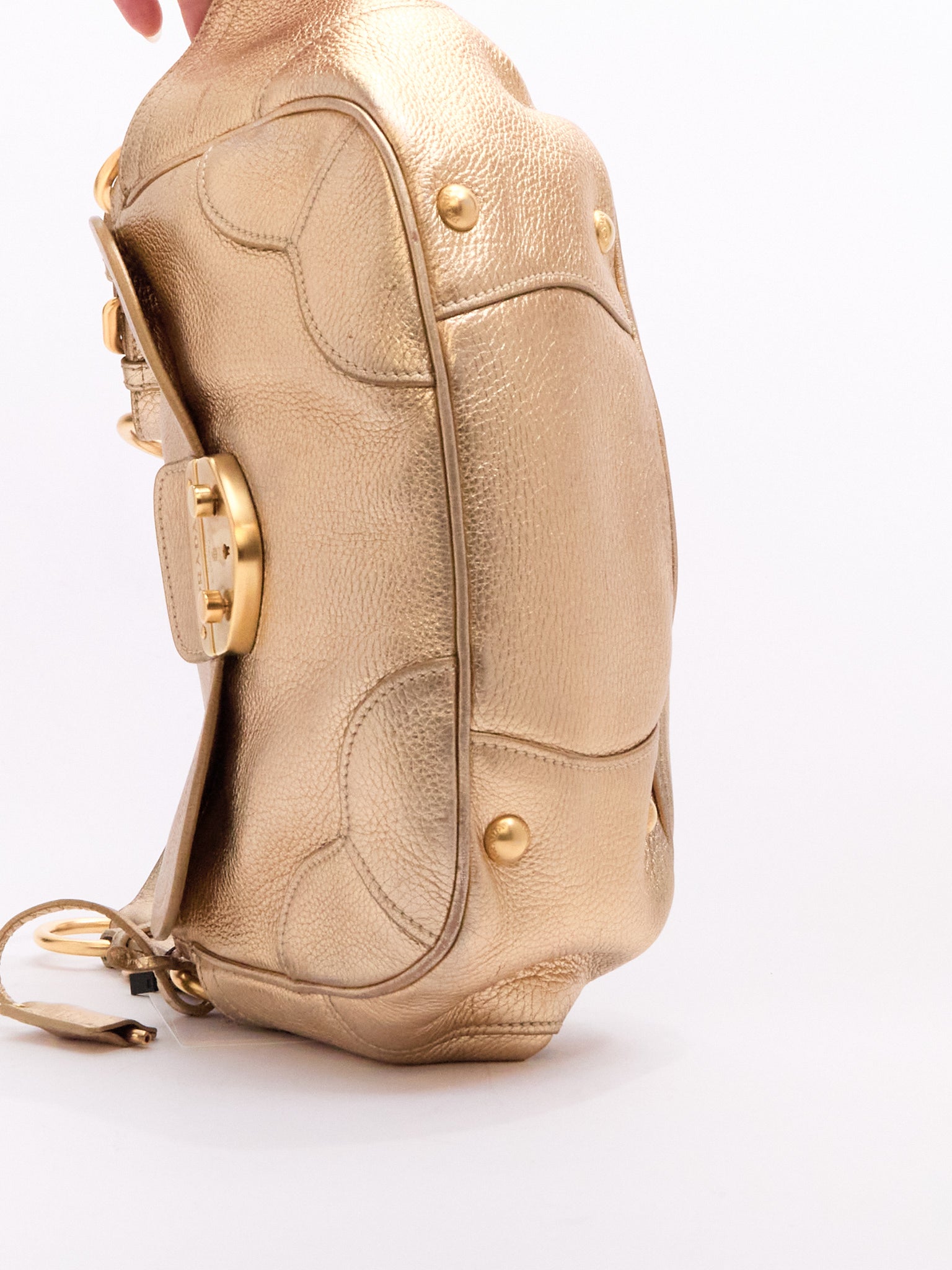 00's Prada Gold Leather Shoulder Bag