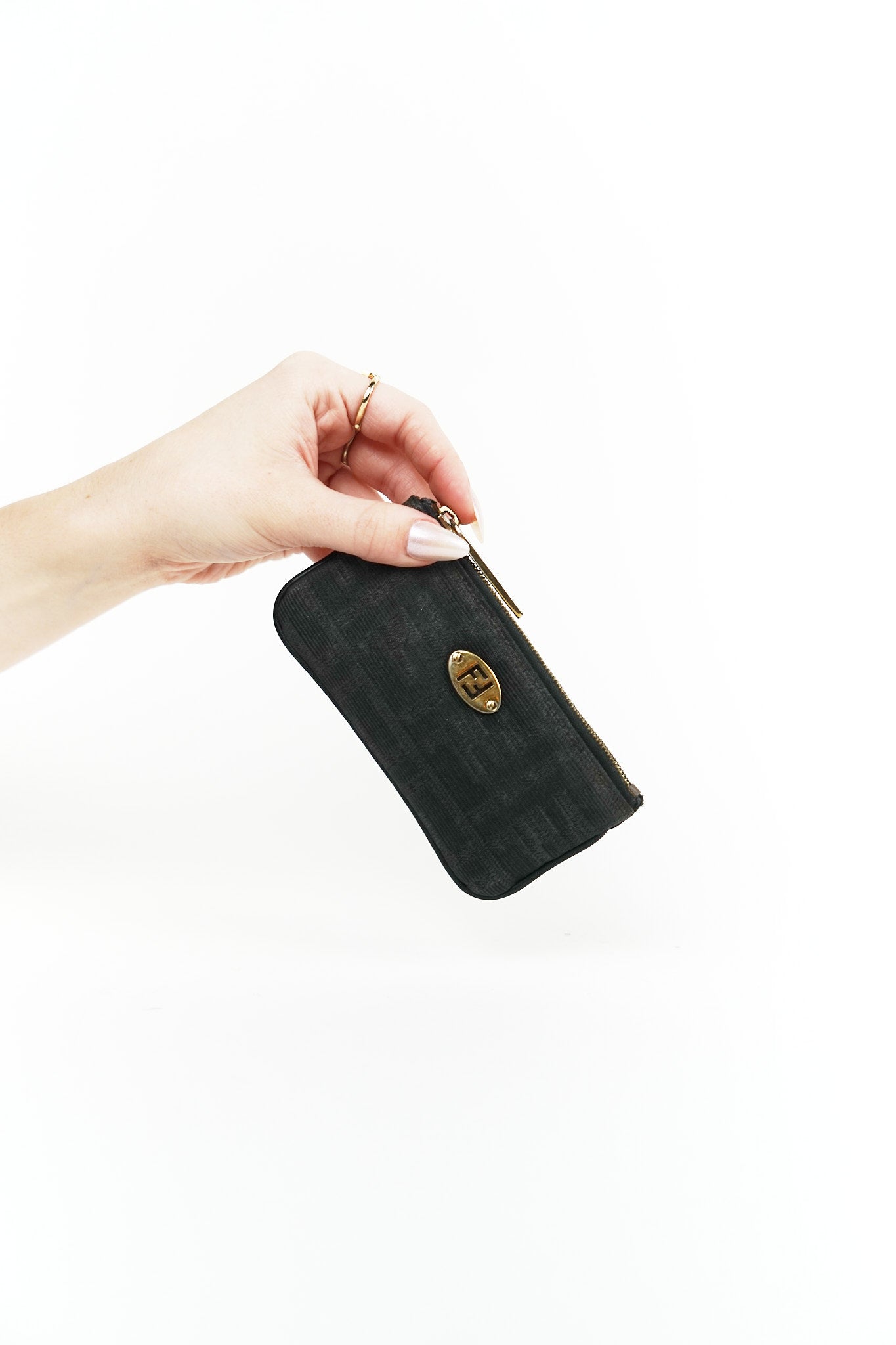 Fendi Black Canvas Keychain Pouch