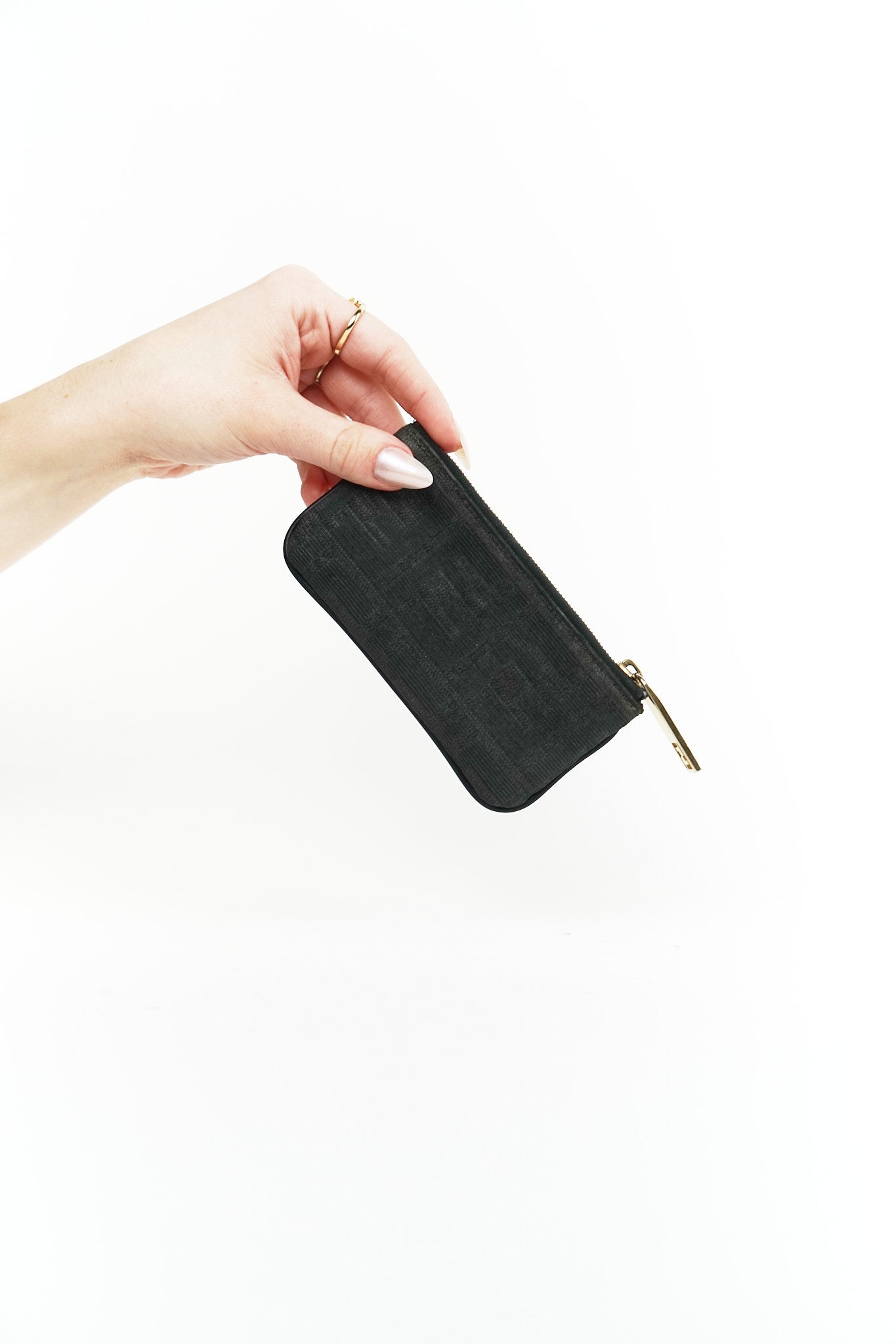 Fendi Black Canvas Keychain Pouch