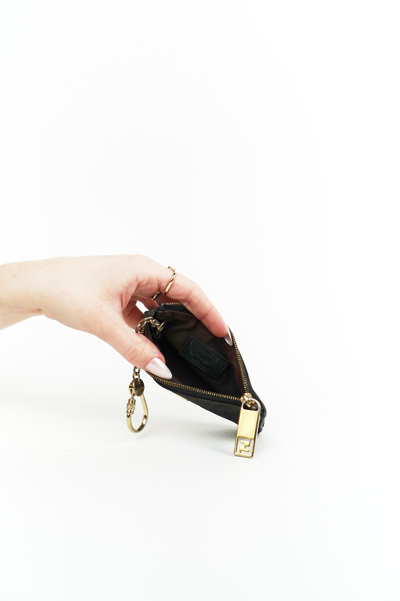 Fendi Black Canvas Keychain Pouch