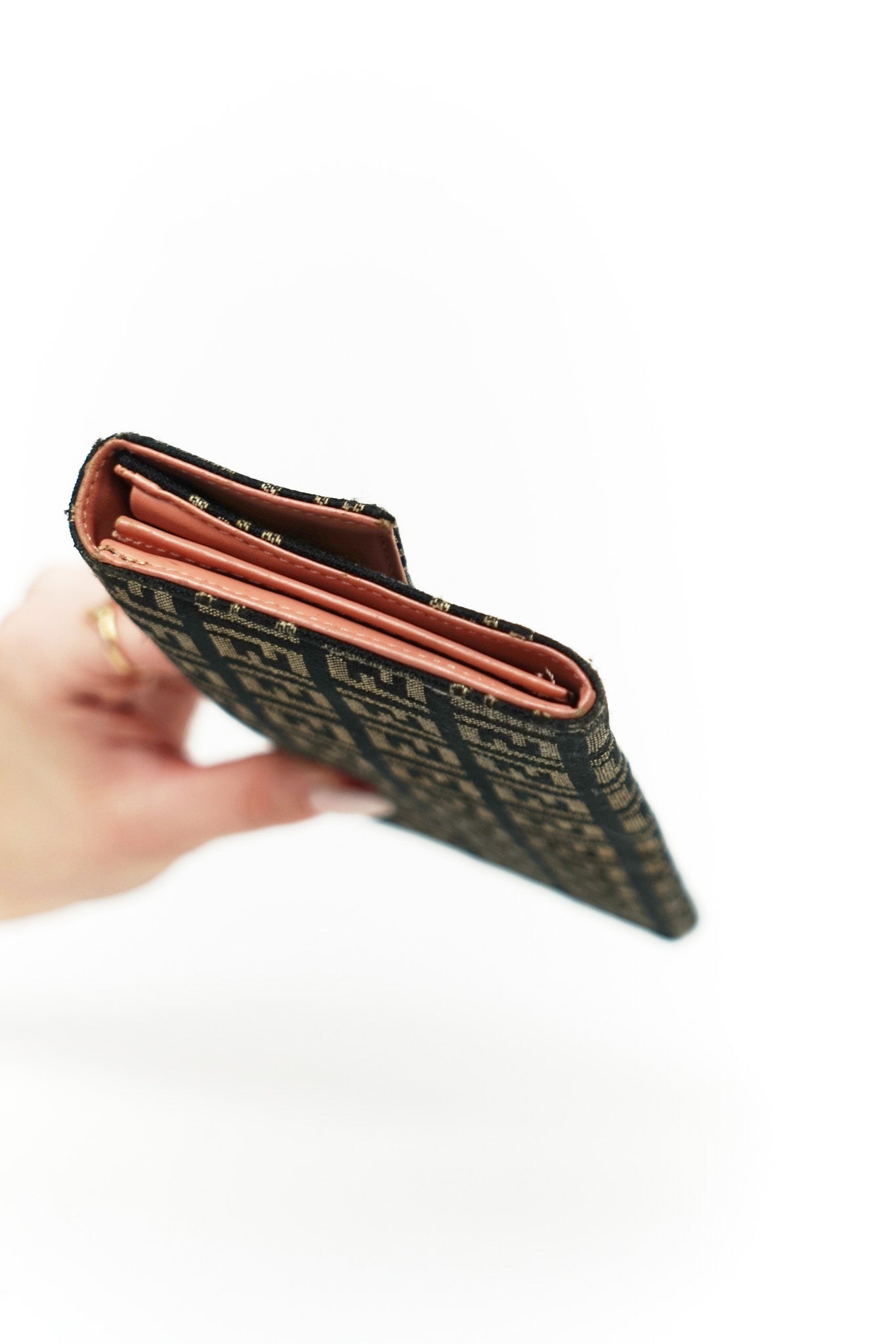 Fendi Black and White Canvas FF Wallet