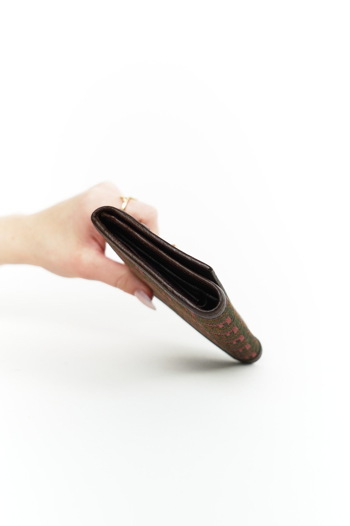 Fendi Brown Canvas Charm Detail Wallet