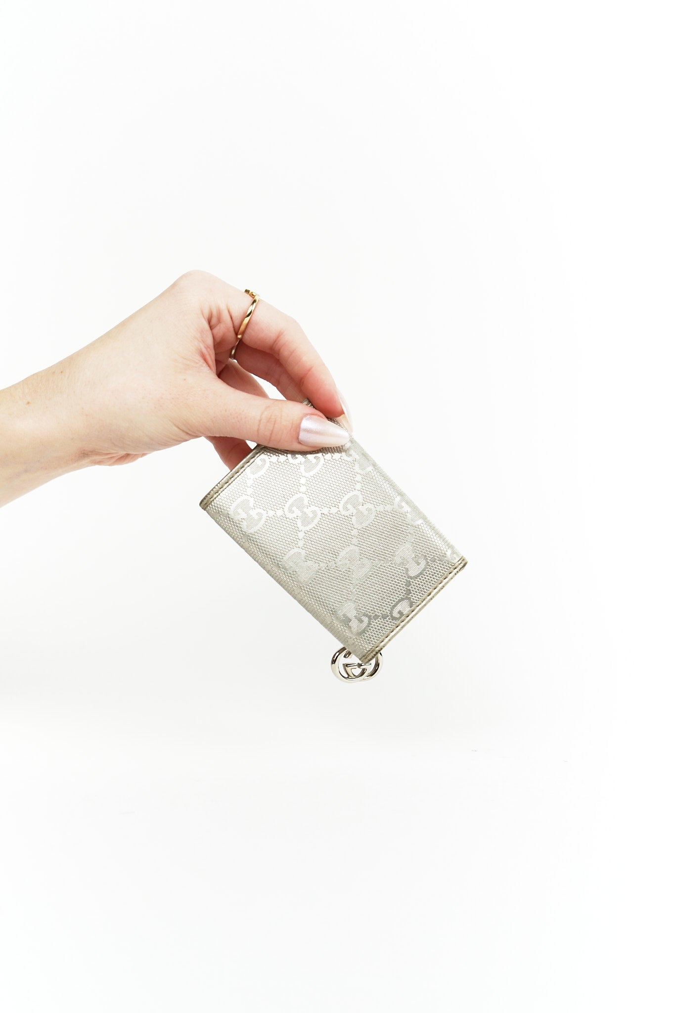 Gucci Silver Leather Key Holder Wallet
