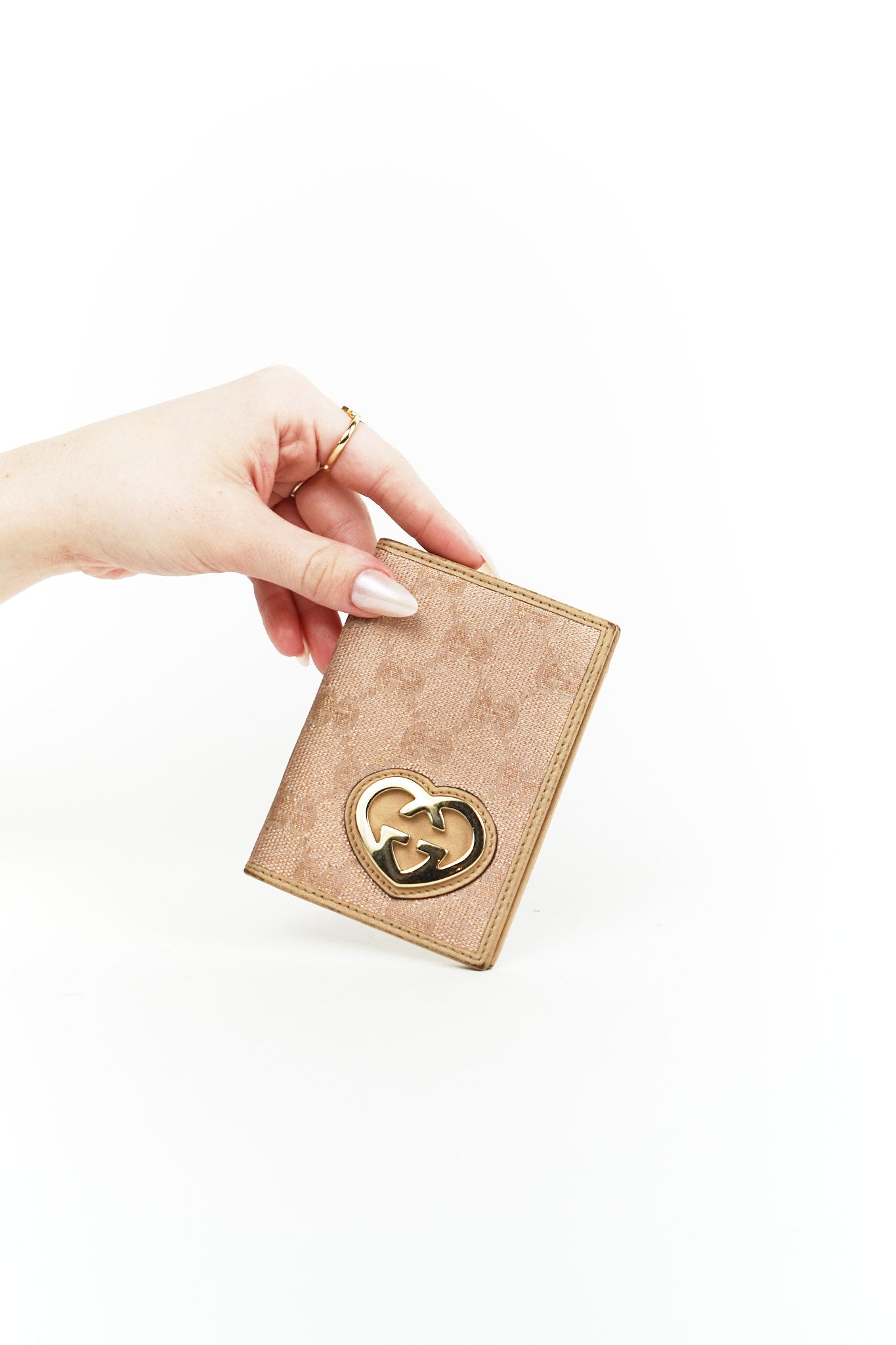 Gucci Rose Gold Canvas Card Holder