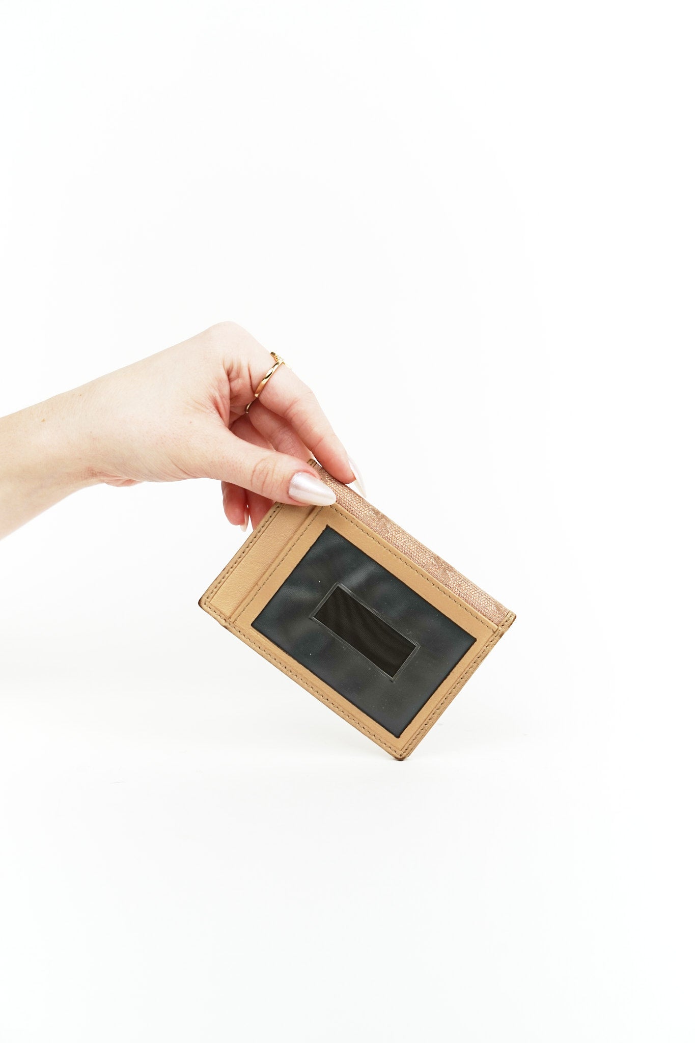Gucci Rose Gold Canvas Card Holder