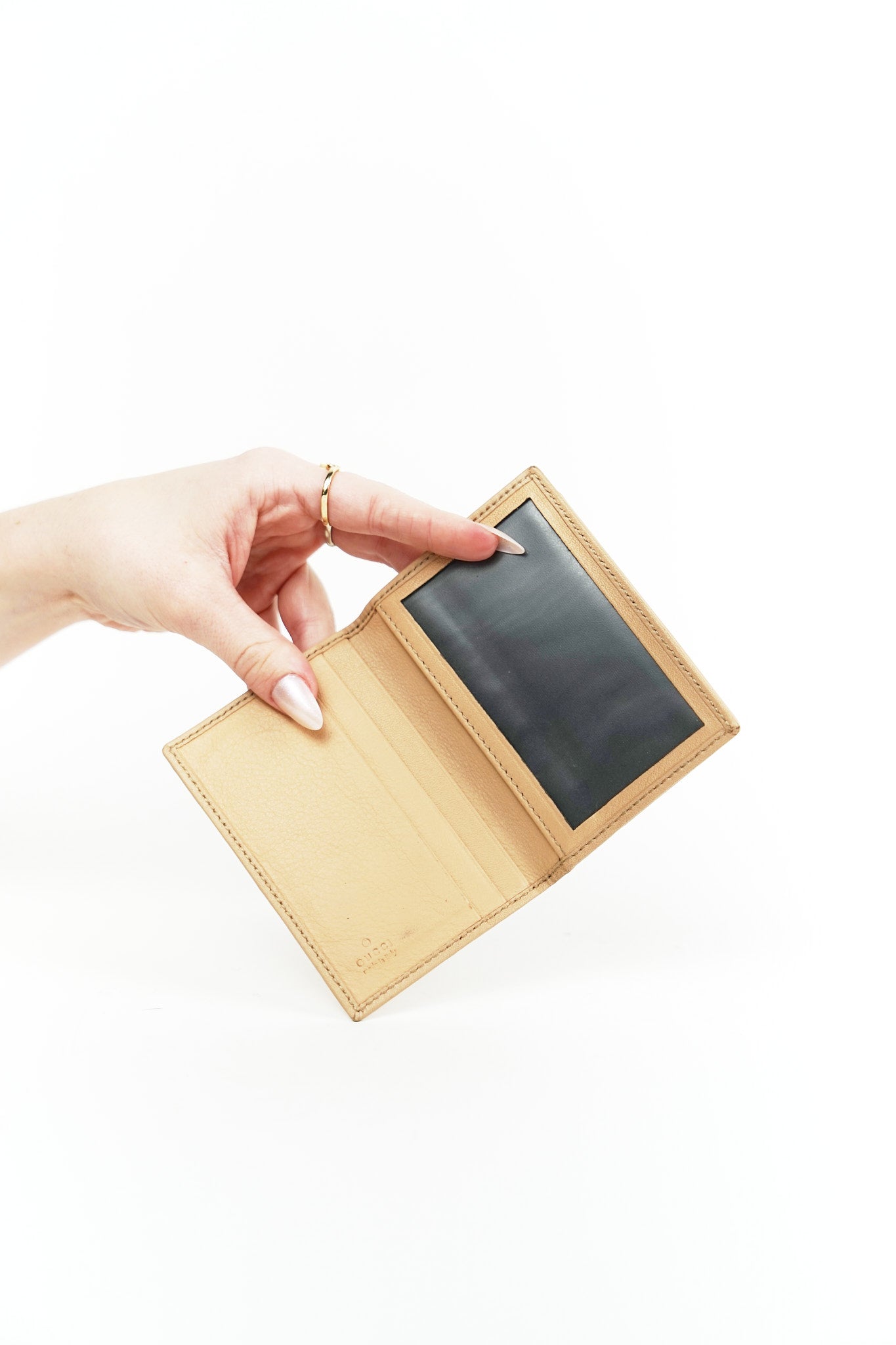 Gucci Rose Gold Canvas Card Holder