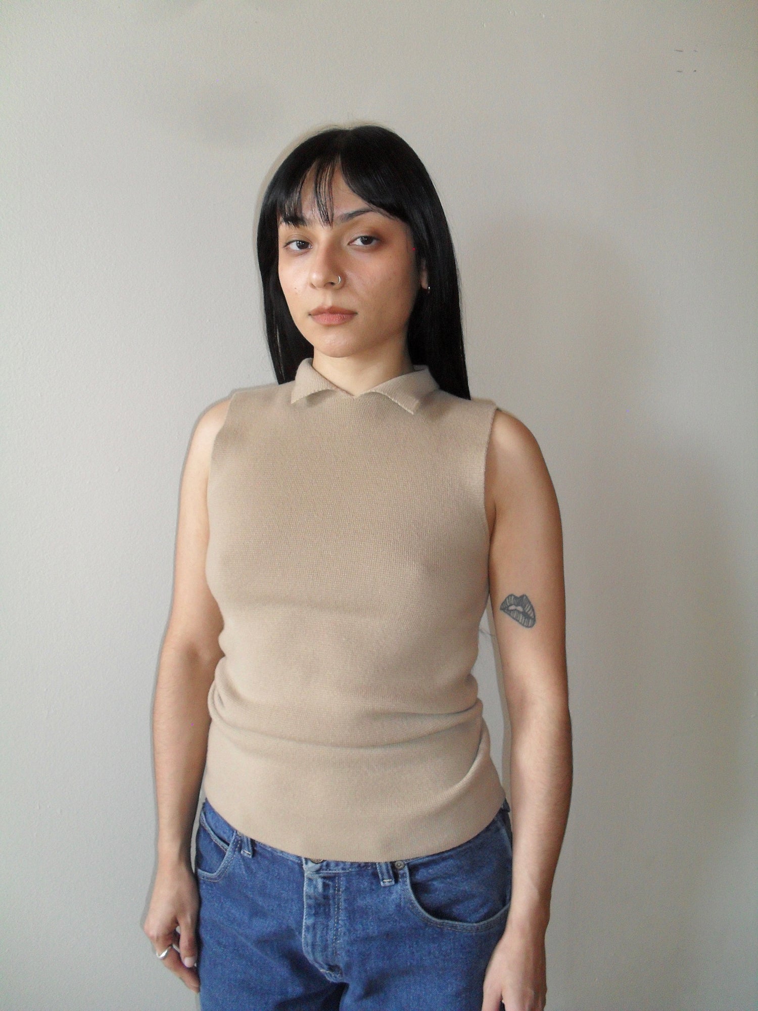 Gucci Beige Cashmere Sleeveless Top