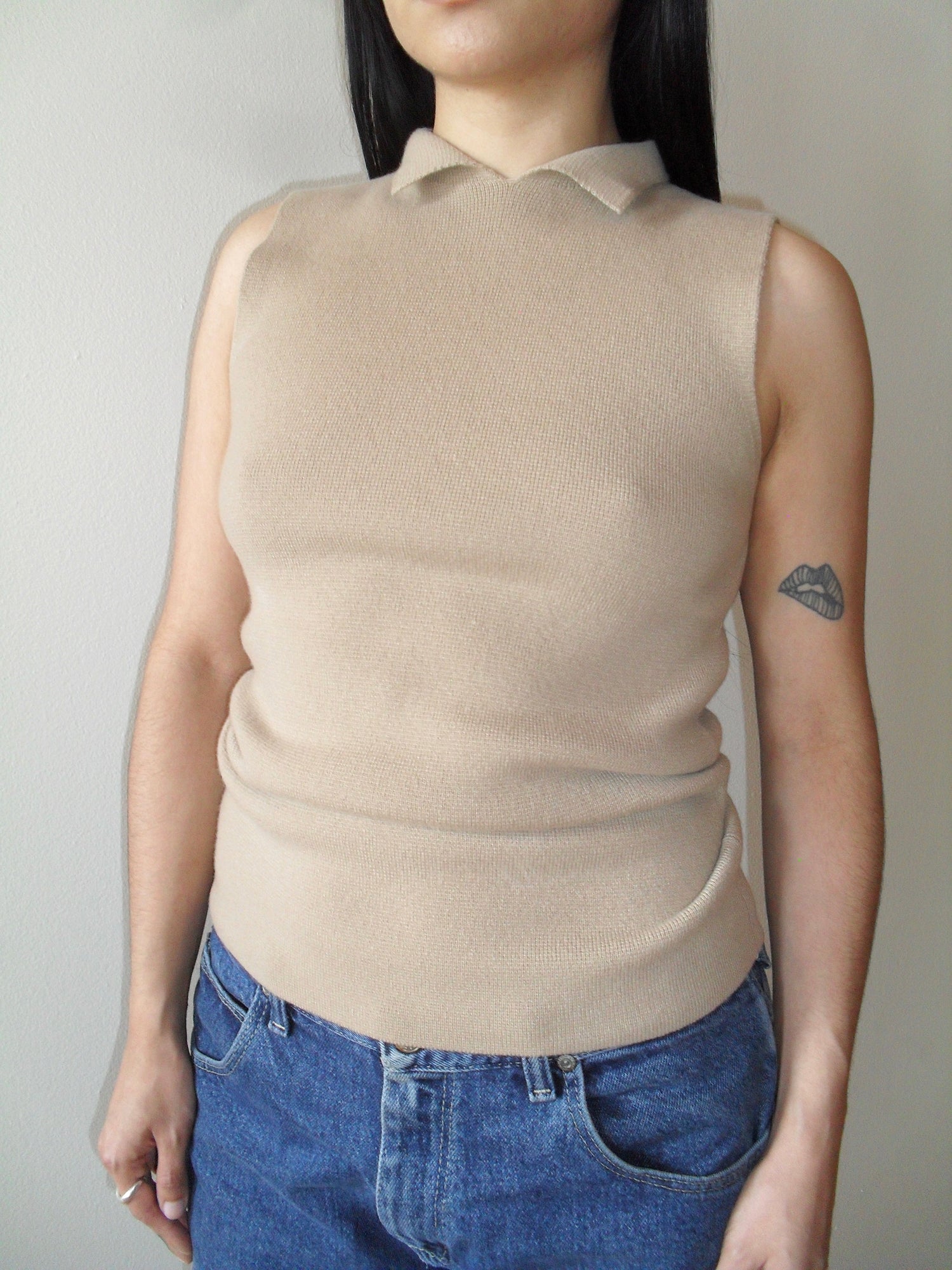 Gucci Beige Cashmere Sleeveless Top