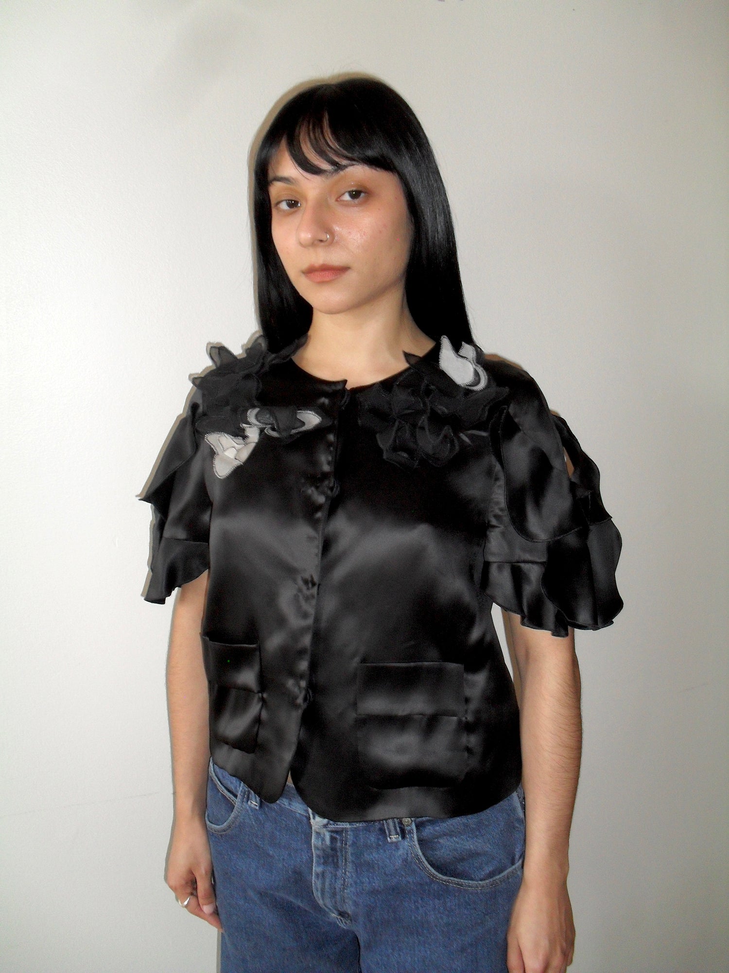 Dolce & Gabbana 3D Flower Silk Button Down