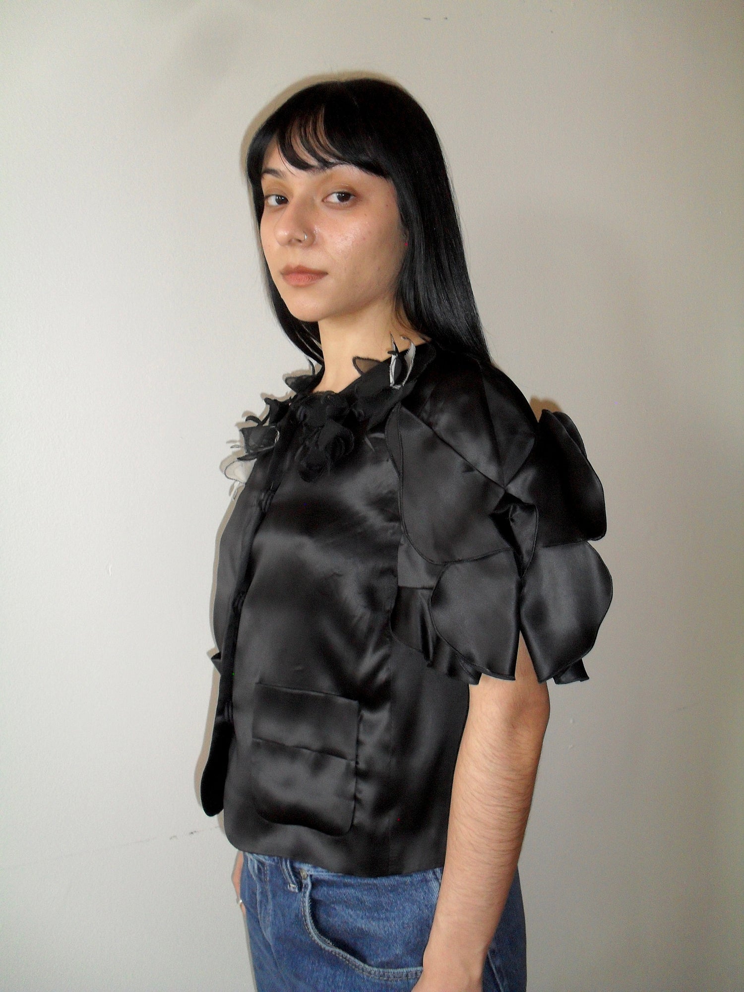 Dolce & Gabbana 3D Flower Silk Button Down