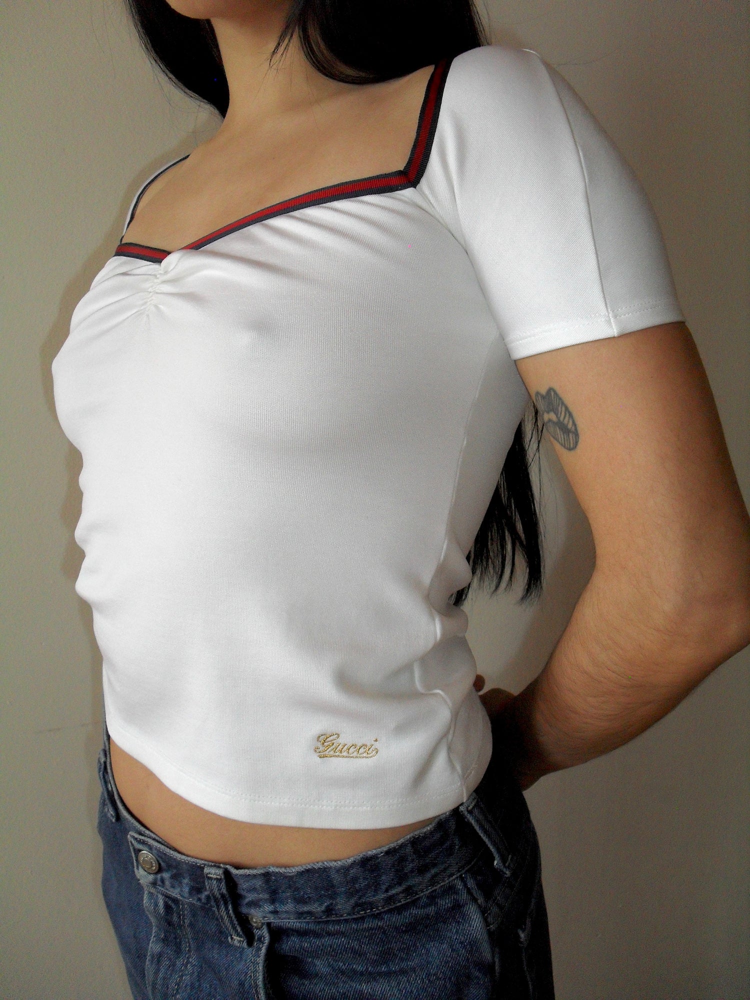 Gucci White Ruched T-Shirt