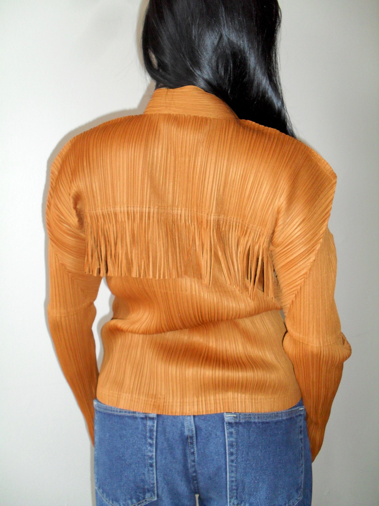 Issey Miyake Pleats Please Orange Fringe Top
