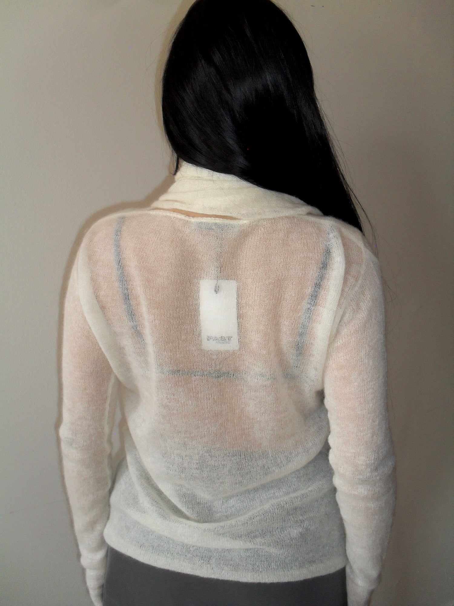 Issey Miyake White Knit Top with Scarf