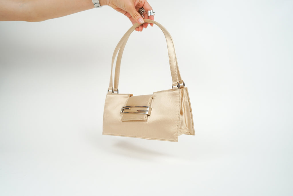 Vintage Fendi FF Logo Satin Top Handle Bag