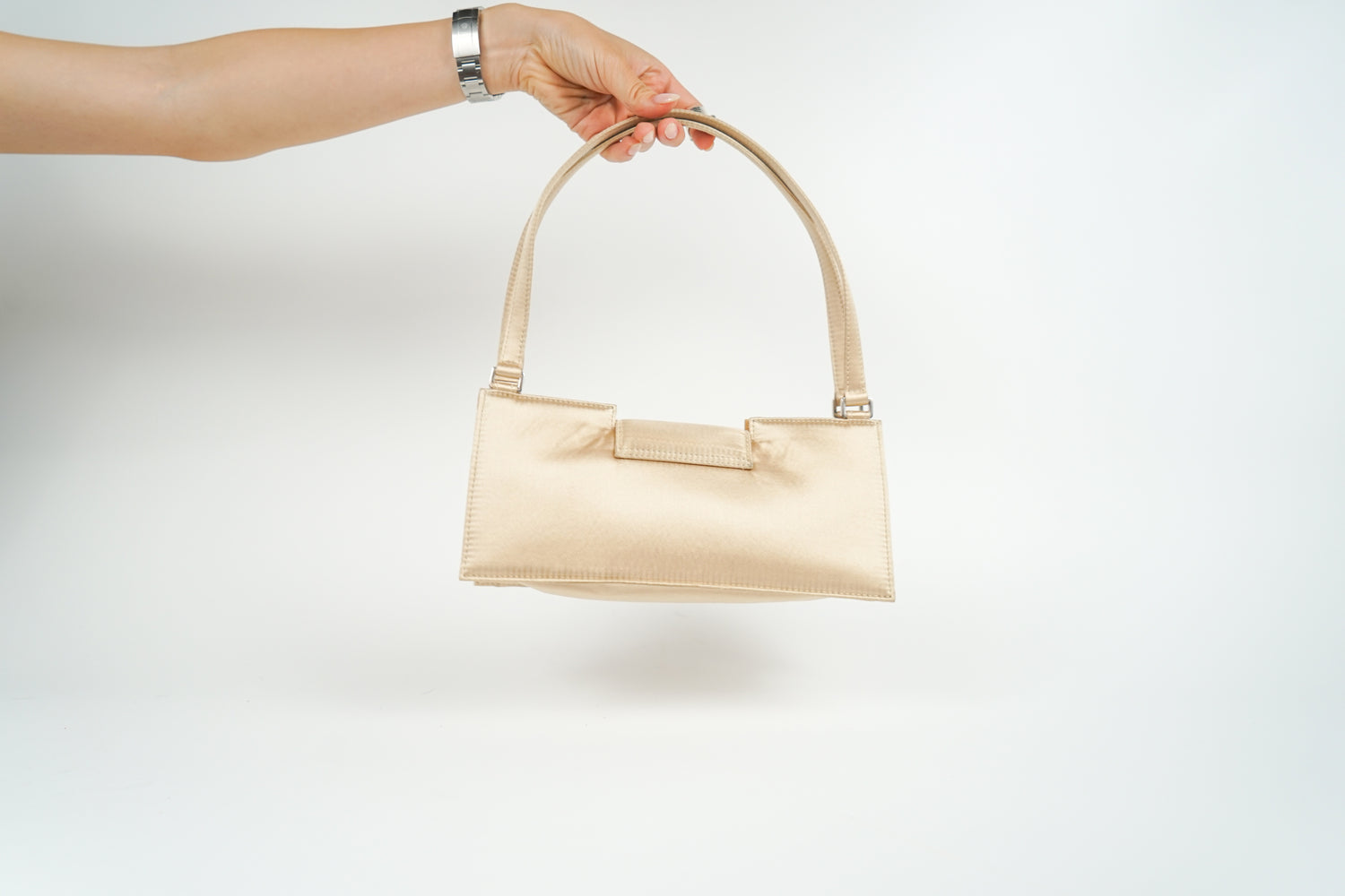 Vintage Fendi FF Logo Satin Top Handle Bag