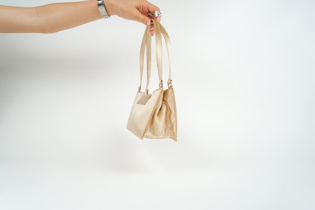 Vintage Fendi FF Logo Satin Top Handle Bag
