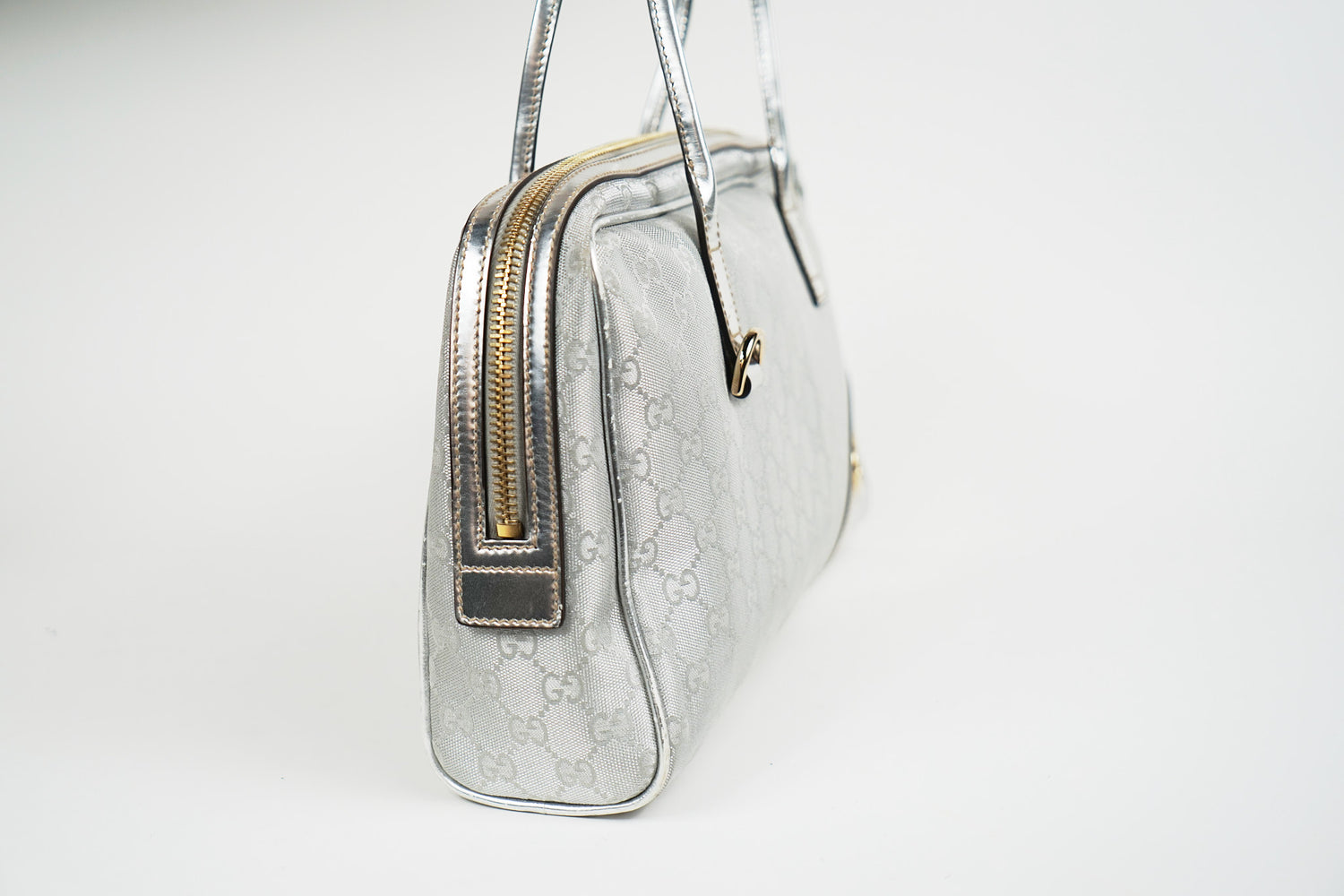 Vintage Silver Gucci New Brit Boston Bag