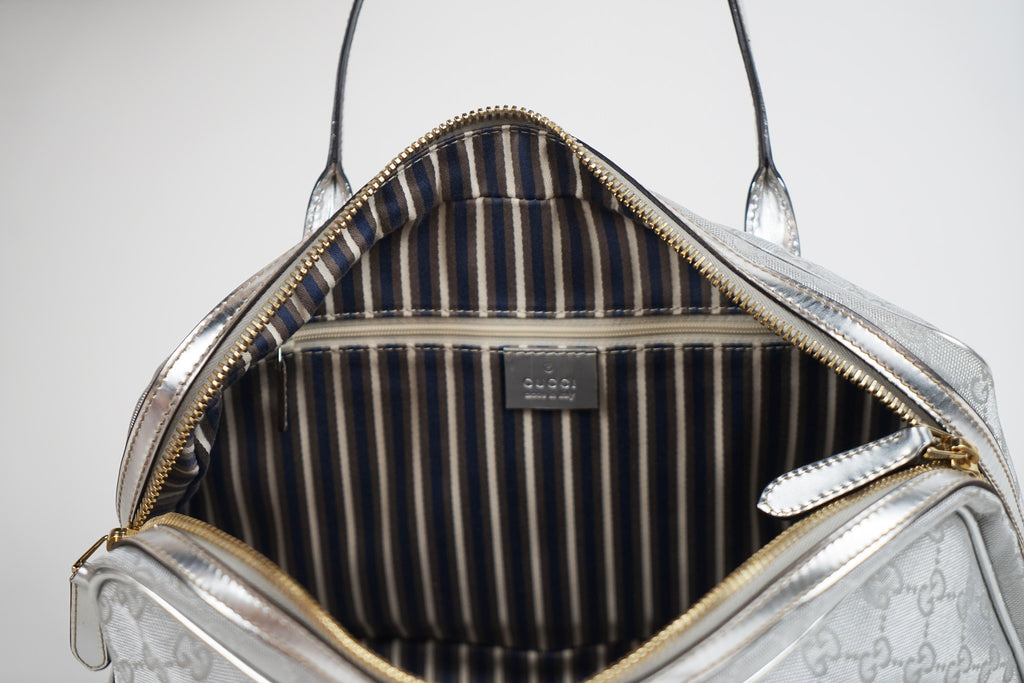 Vintage Silver Gucci New Brit Boston Bag