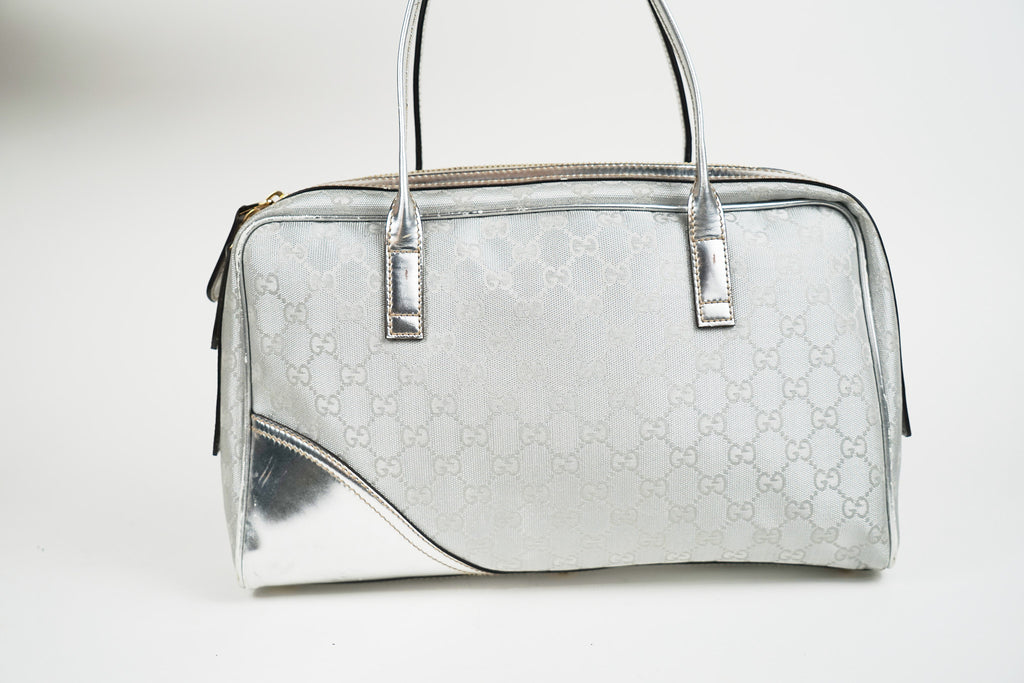 Vintage Silver Gucci New Brit Boston Bag