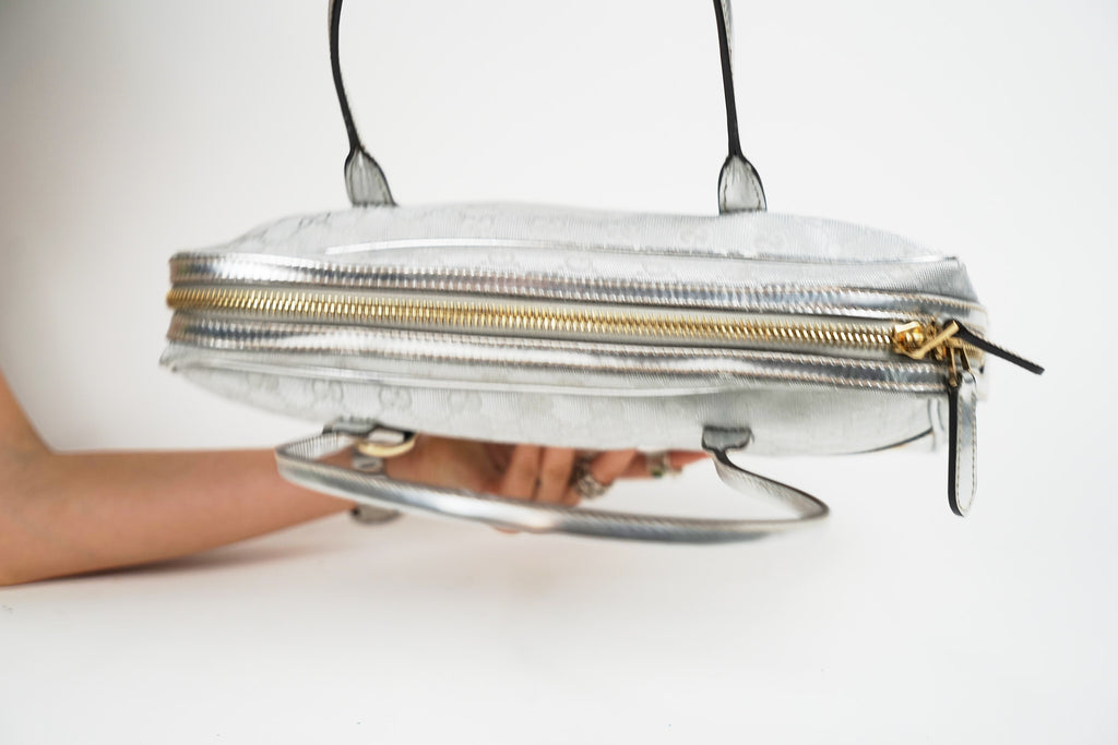 Vintage Silver Gucci New Brit Boston Bag