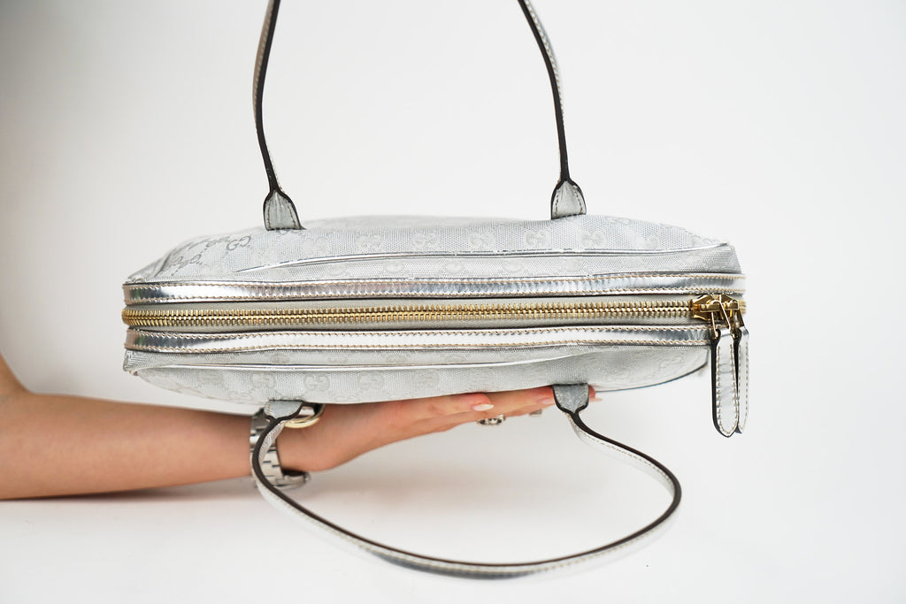 Vintage Silver Gucci New Brit Boston Bag